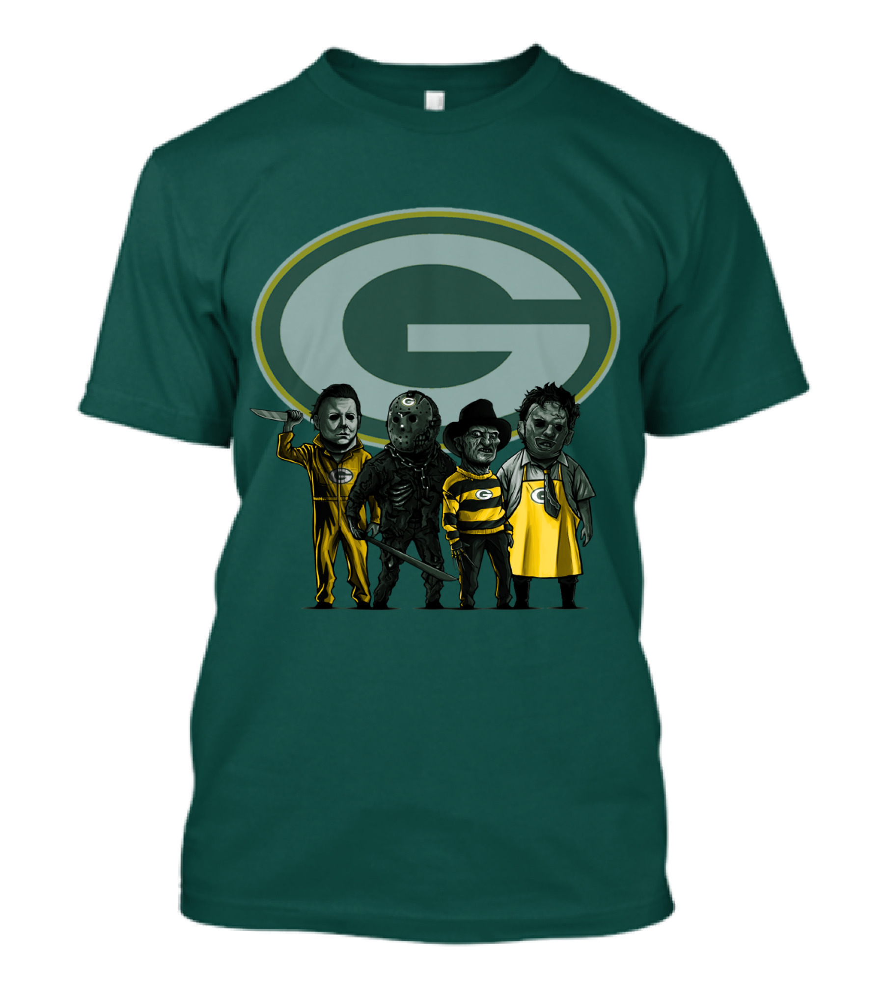 Green Bay Packers Horror Icons Characters T-Shirt