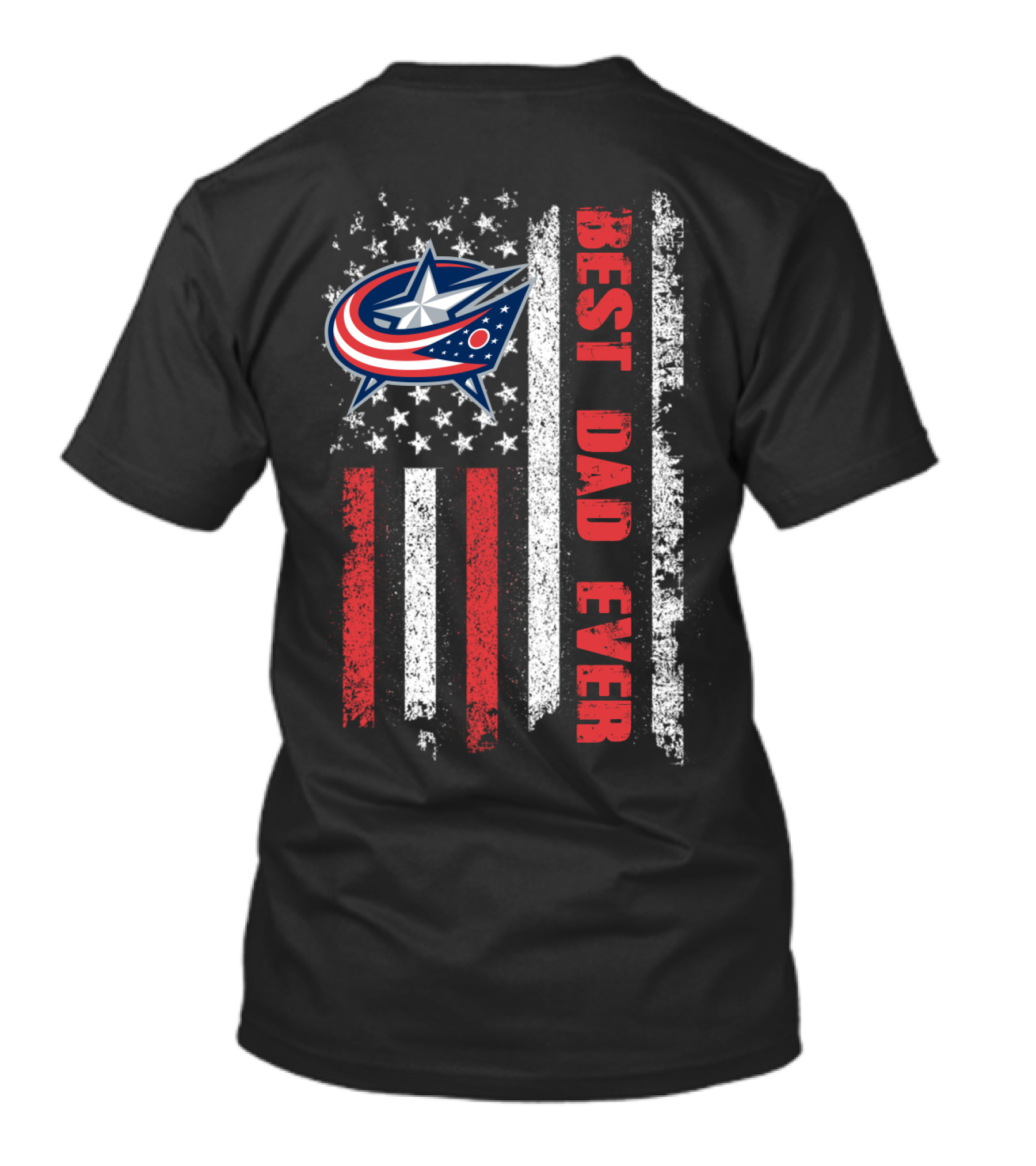 Best Dad Ever Columbus Blue Jackets American Flag T-Shirt