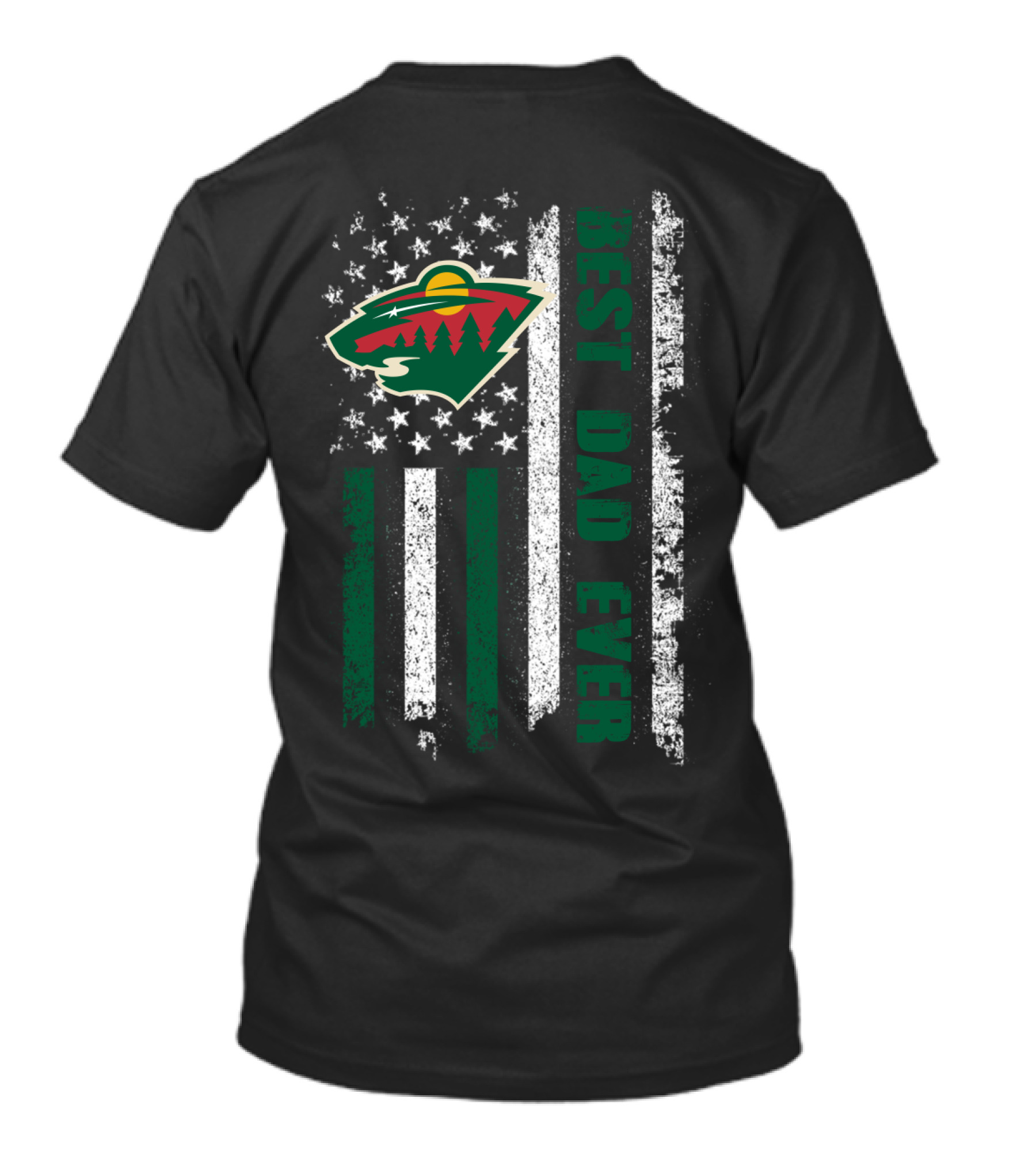 Minnesota Wild Inspired Best Dad Ever Flag T-Shirt