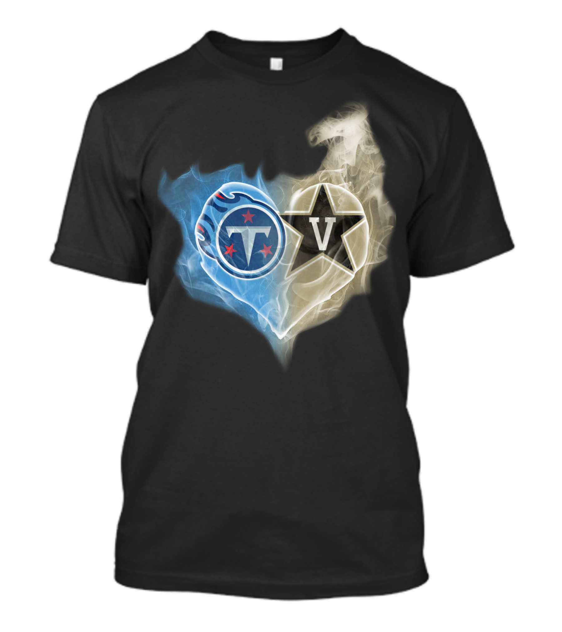 Tennessee Titans Vanderbilt Commodores Split Heart Logo Hybrid T-Shirt