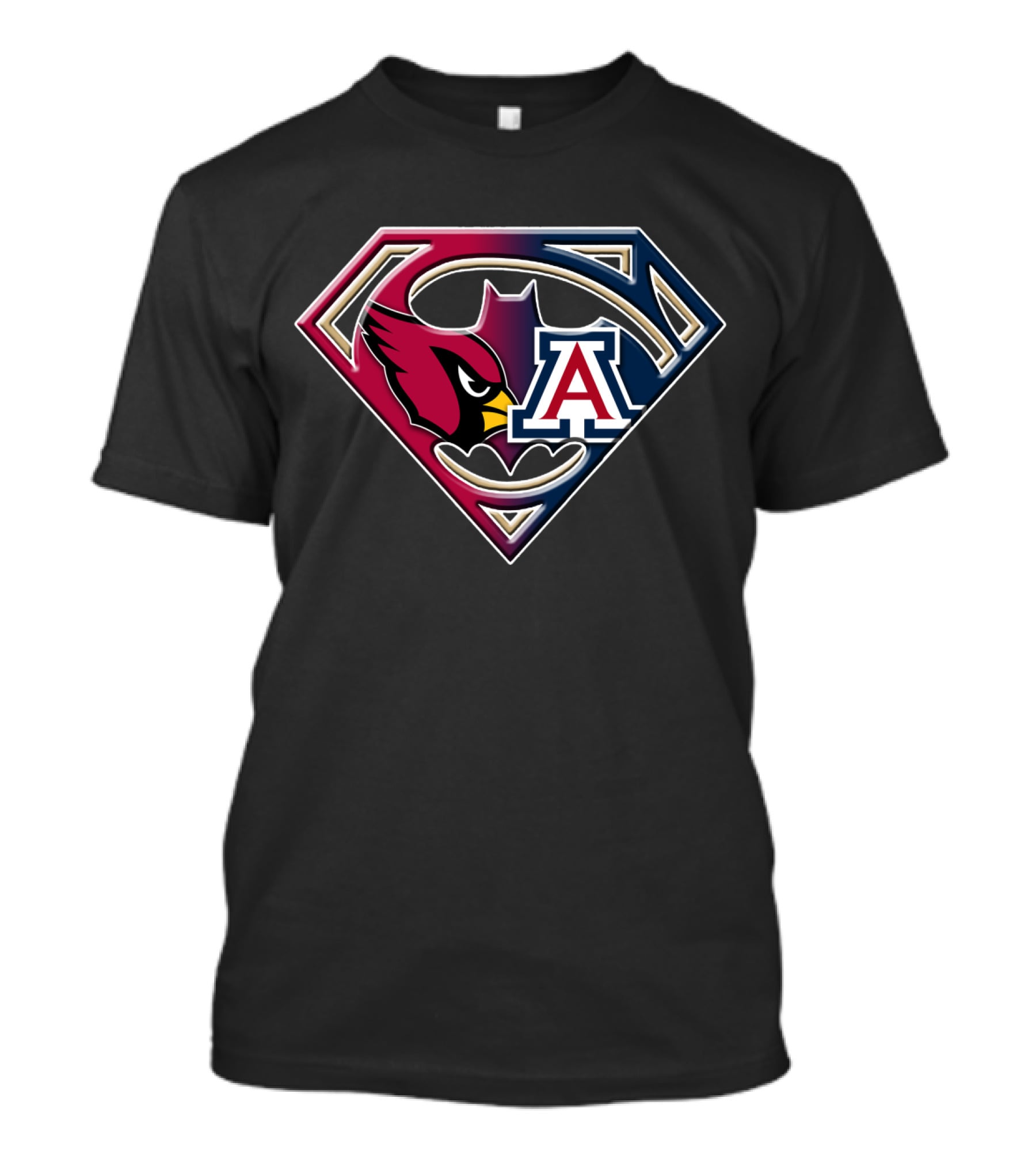 Arizona Cardinals Arizona Wildcats Superhero Logo Fusion Bat 031 T-Shirt