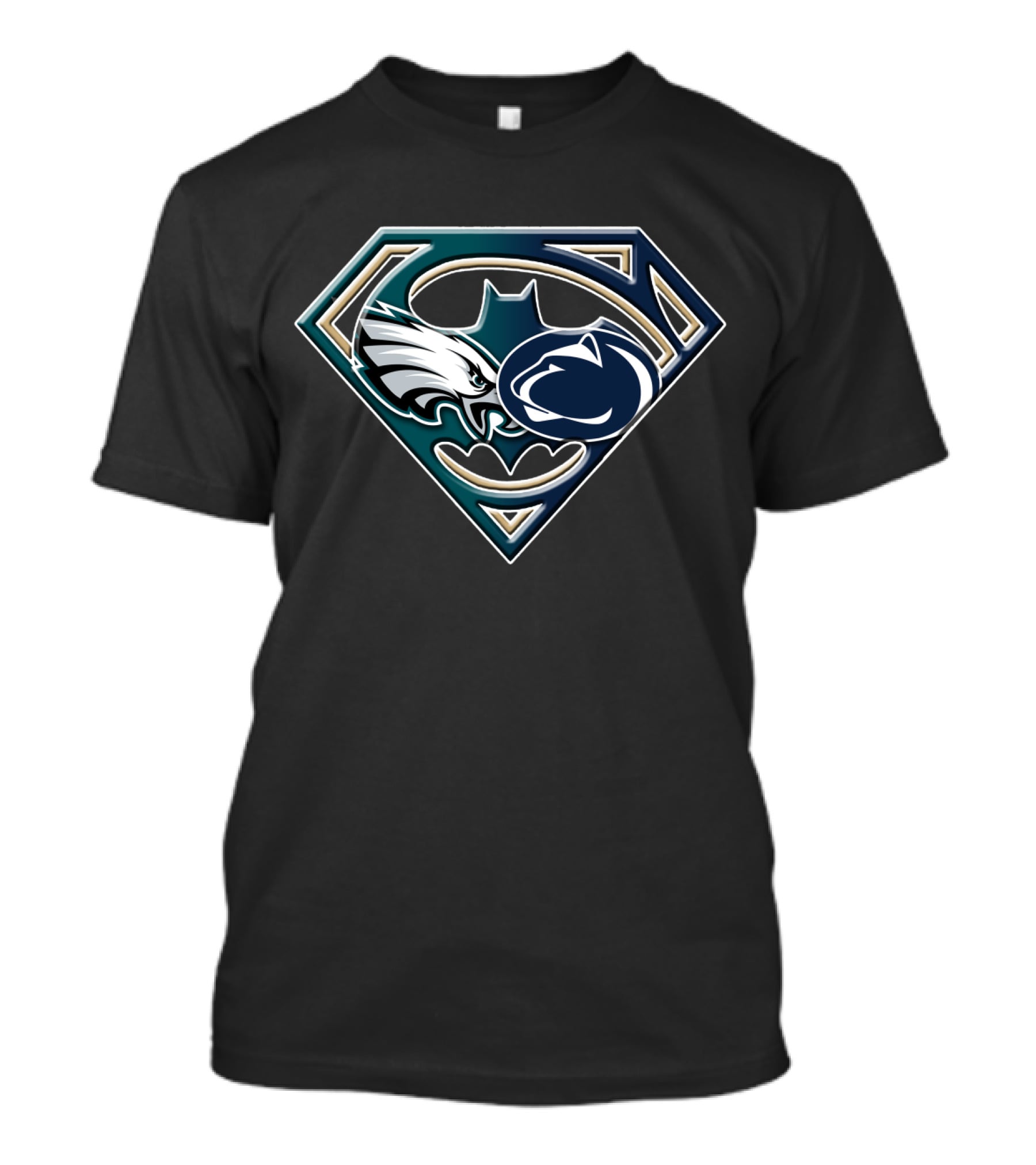 Batman Superman Philadelphia Eagles Penn State Mashup Bat 056 T-Shirt