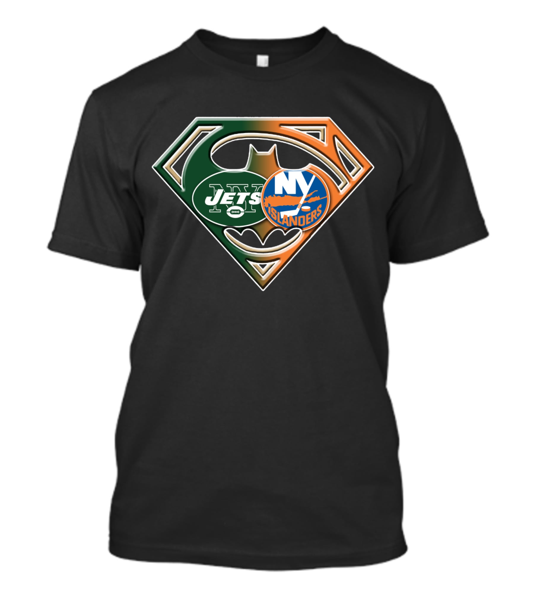 Ny Jets Islanders Superman Batman Logo Mashup T-Shirt
