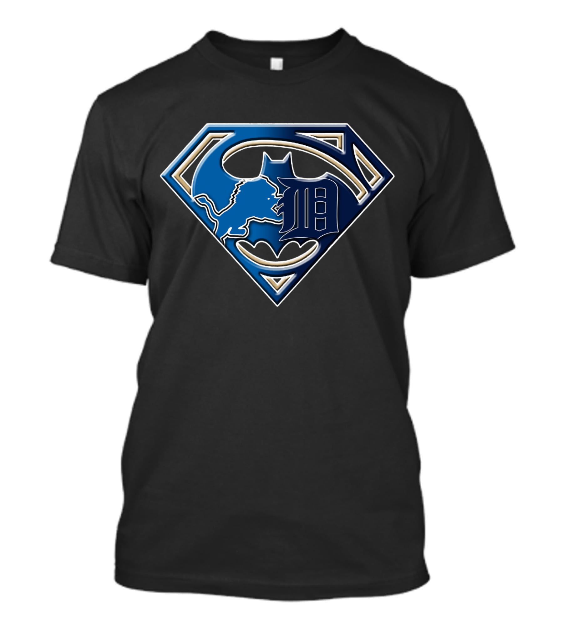 Detroit Lions Batman Superman Logo Fusion Bat 076 T-Shirt