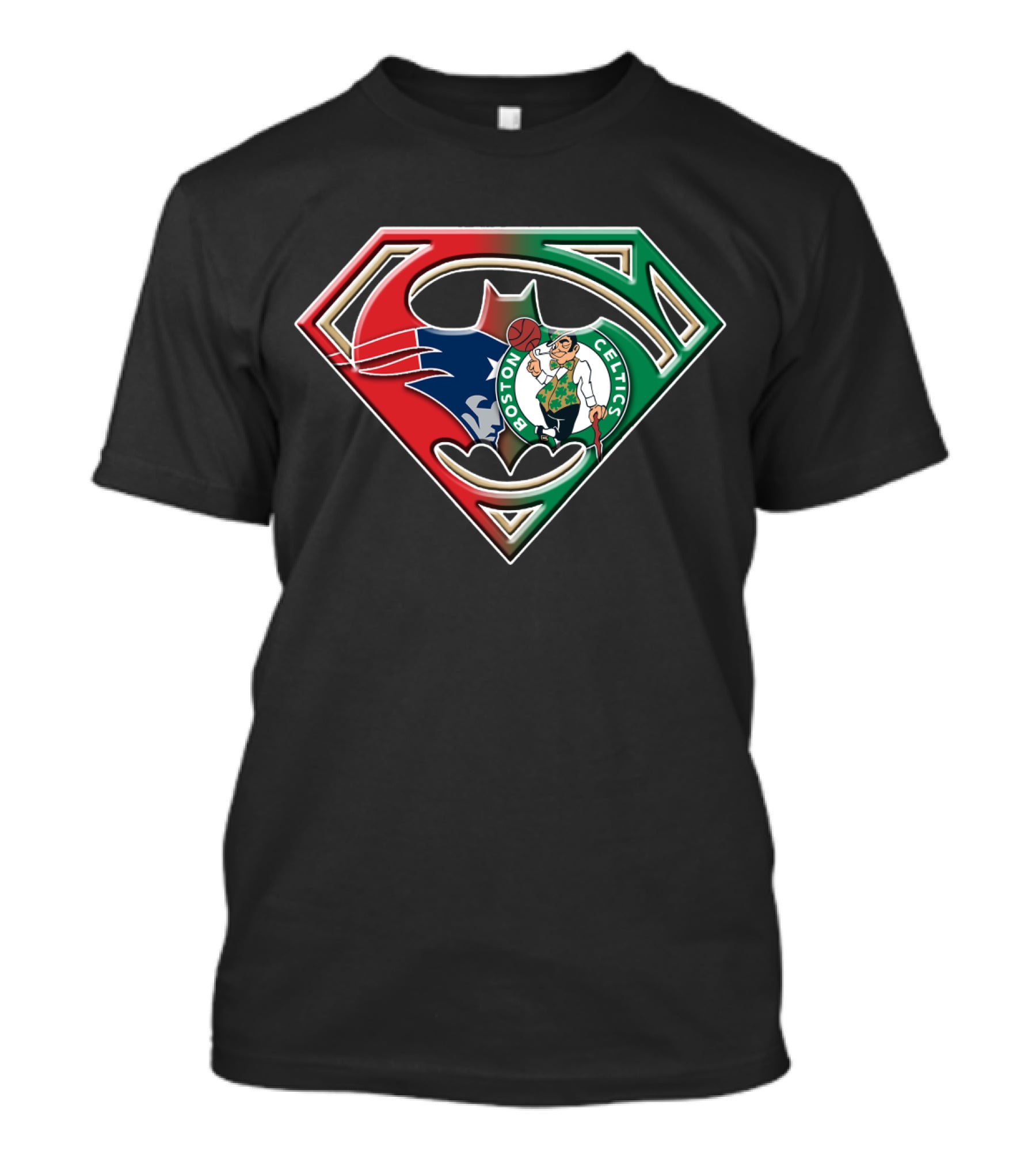 Batman Superman Boston Celtics Logo Fusion T-Shirt