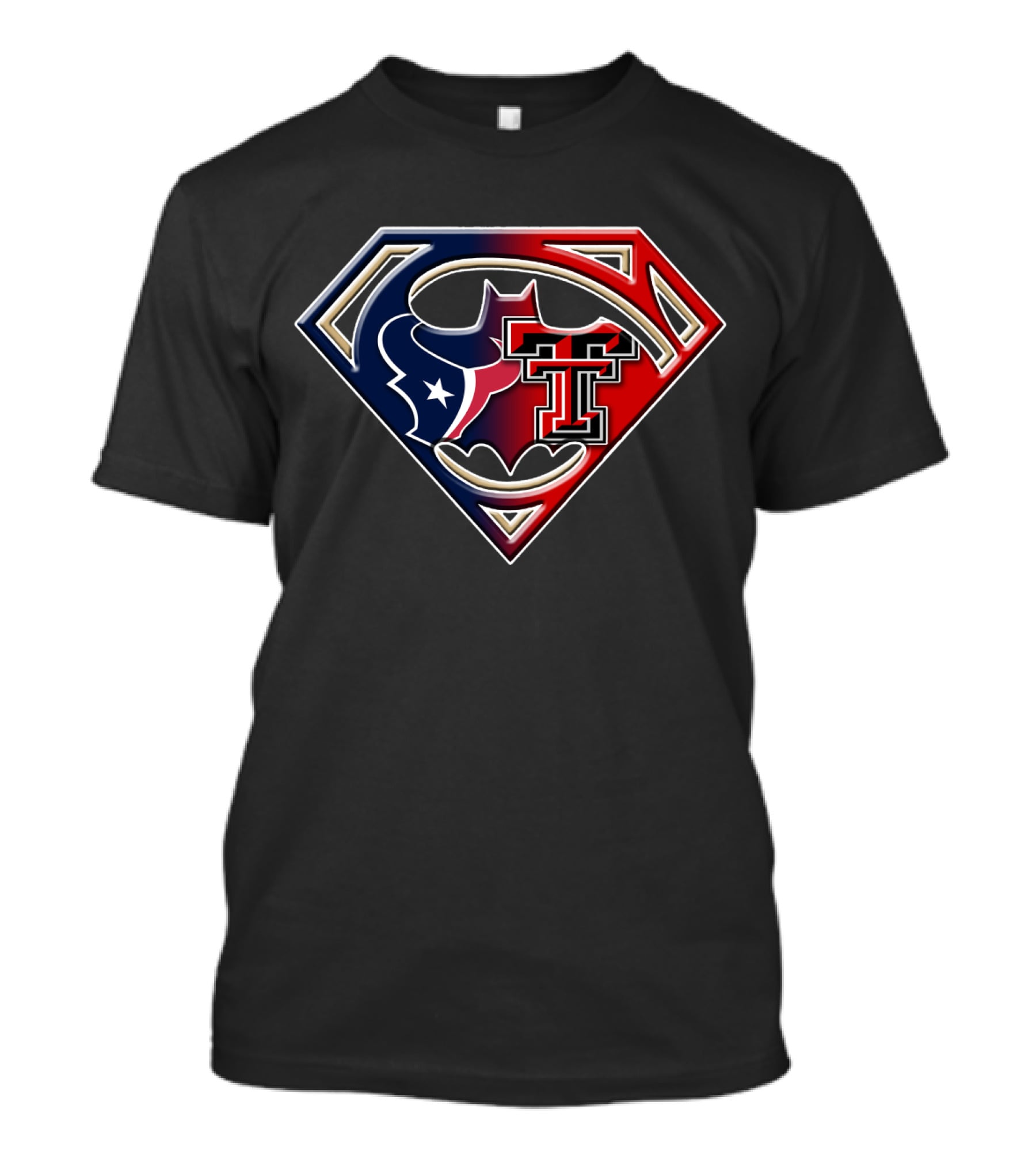 Houston Texans Texas Tech Superman Batman Combo T-Shirt