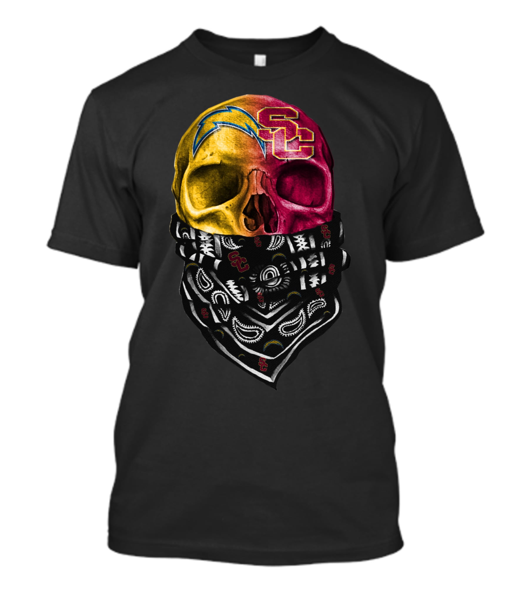 Sku 035 Usc Chargers Skull Bandana T-Shirt