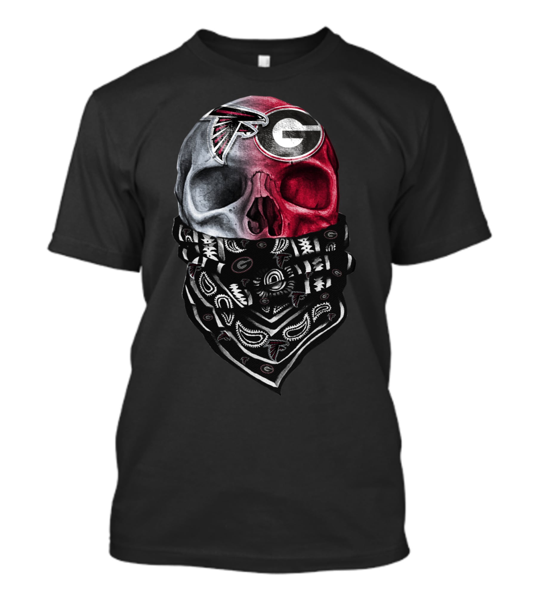 Falcons Georgia Bulldogs Skull Bandana T-Shirt