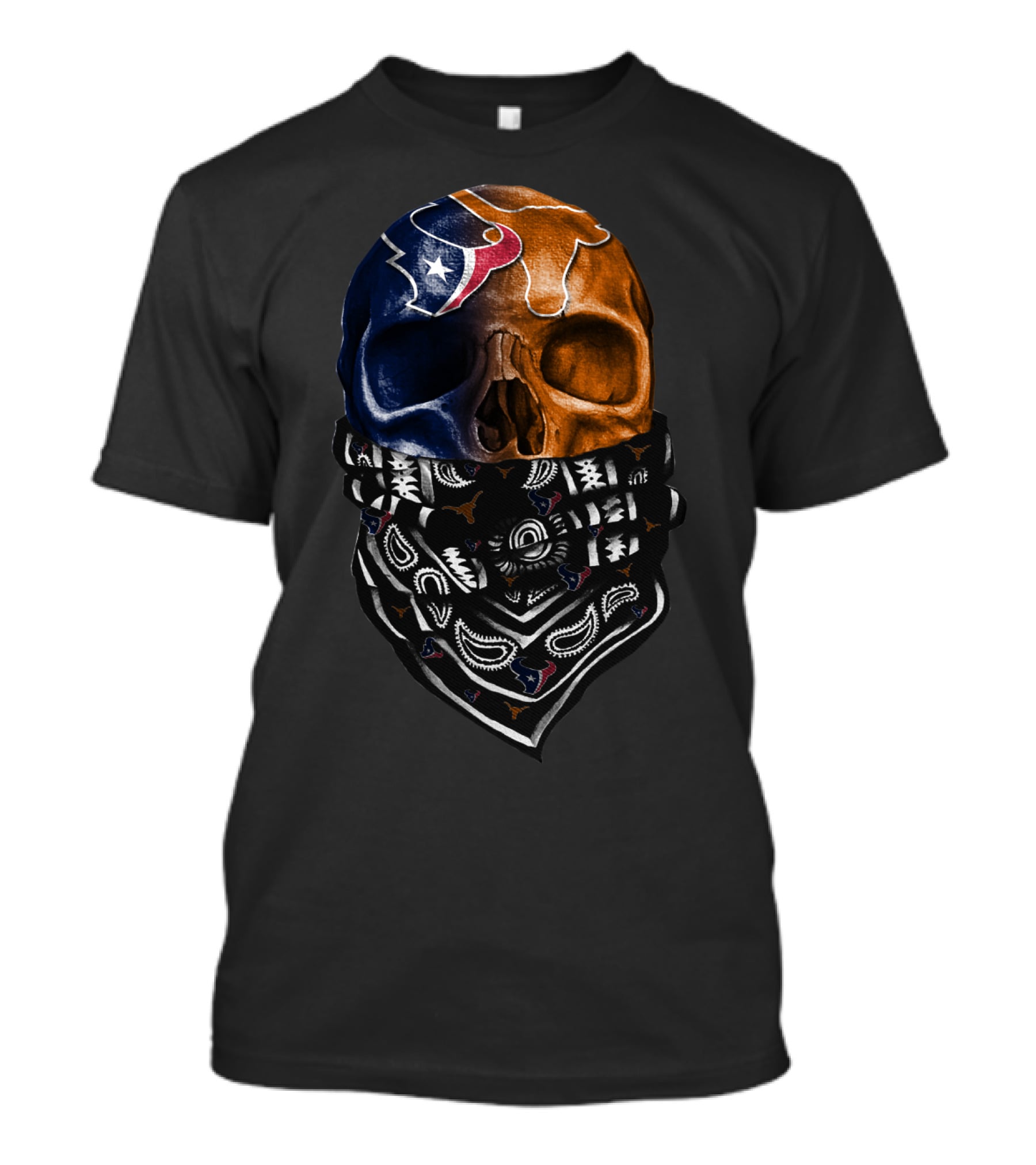 Texas Football Skull With Bandana T-Shirt