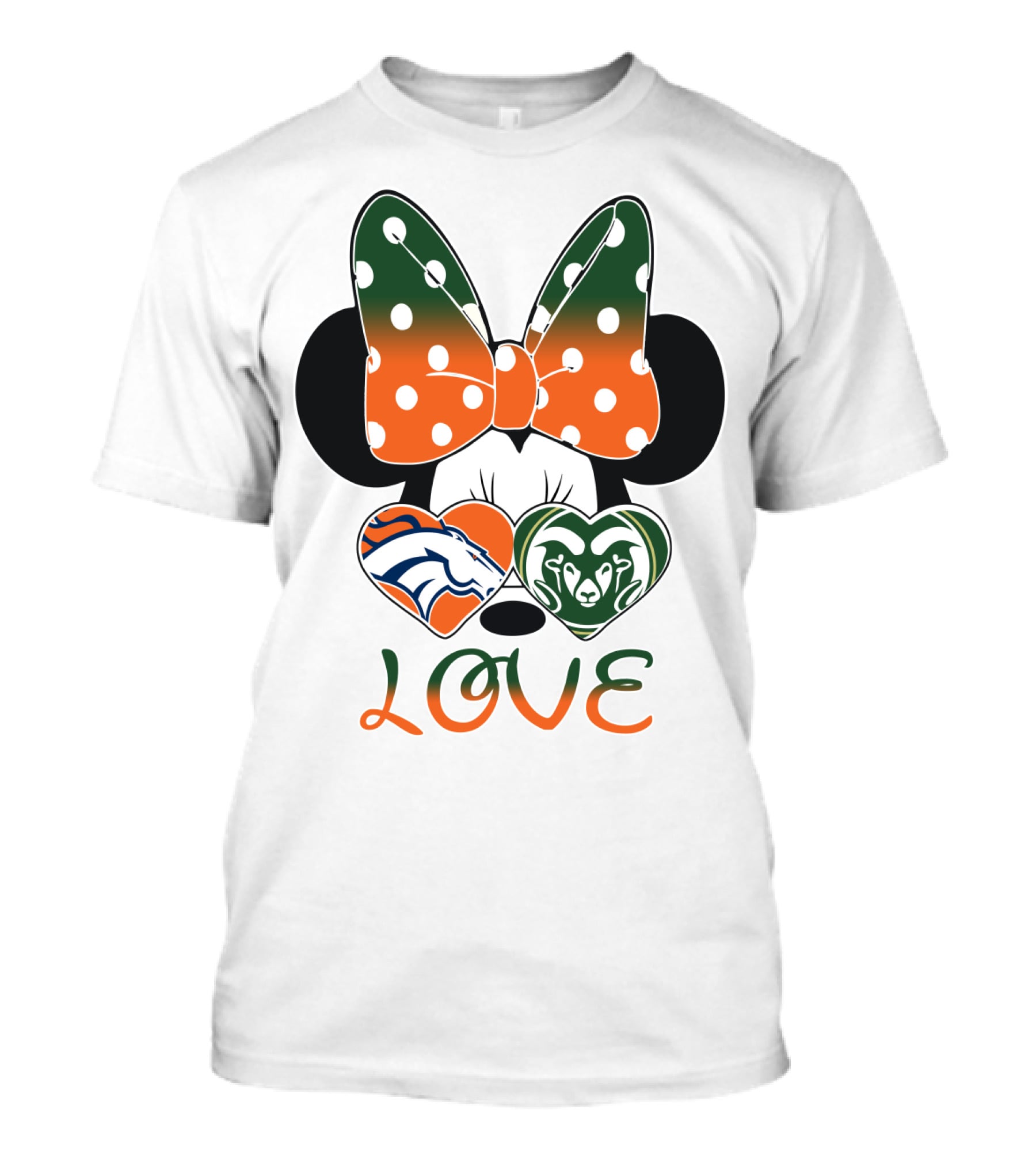 Minnie Love Denver Broncos And Colorado State Rams T-Shirt