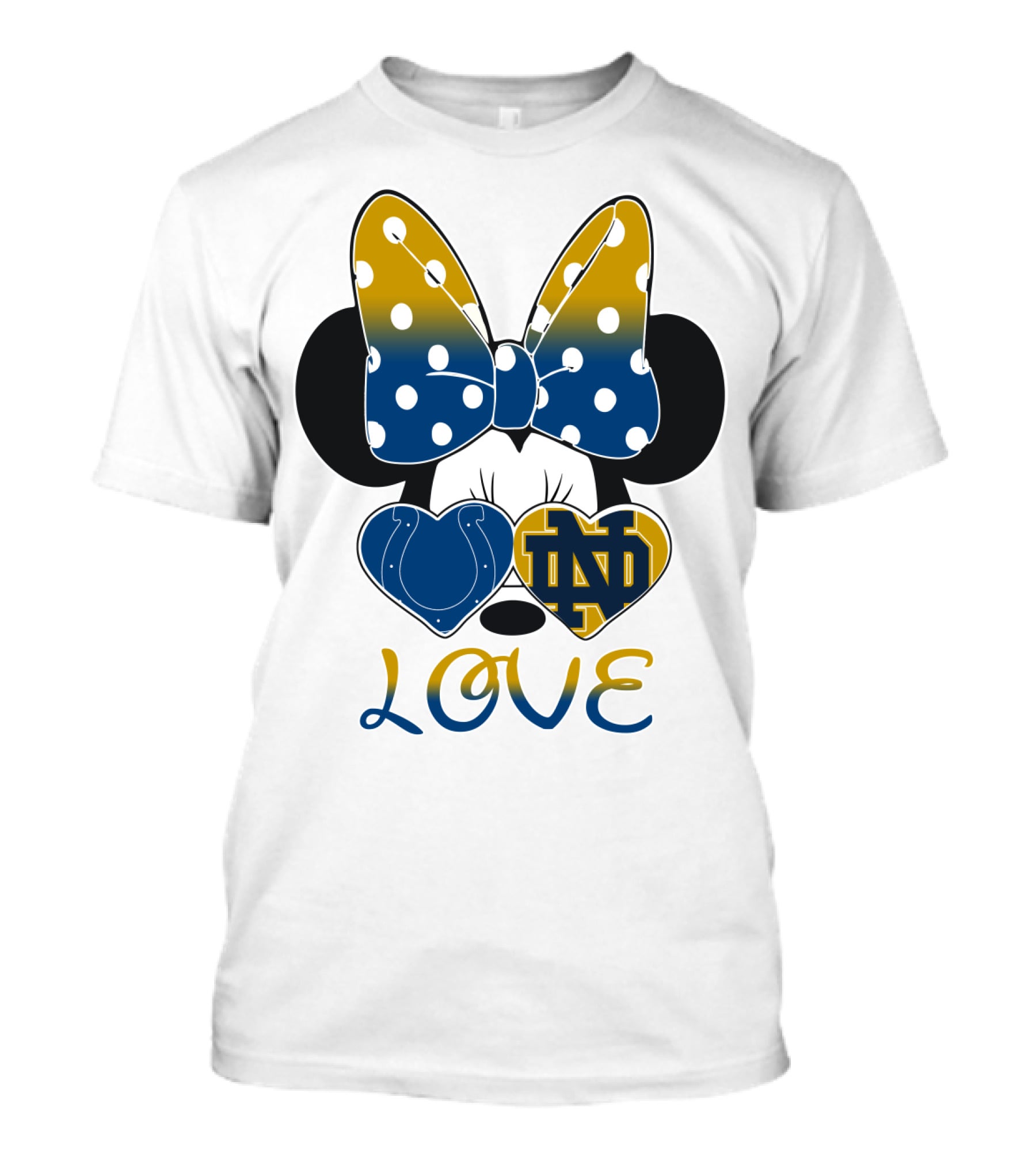 Love Notre Dame Polka Dot Bow Hearts T-Shirt