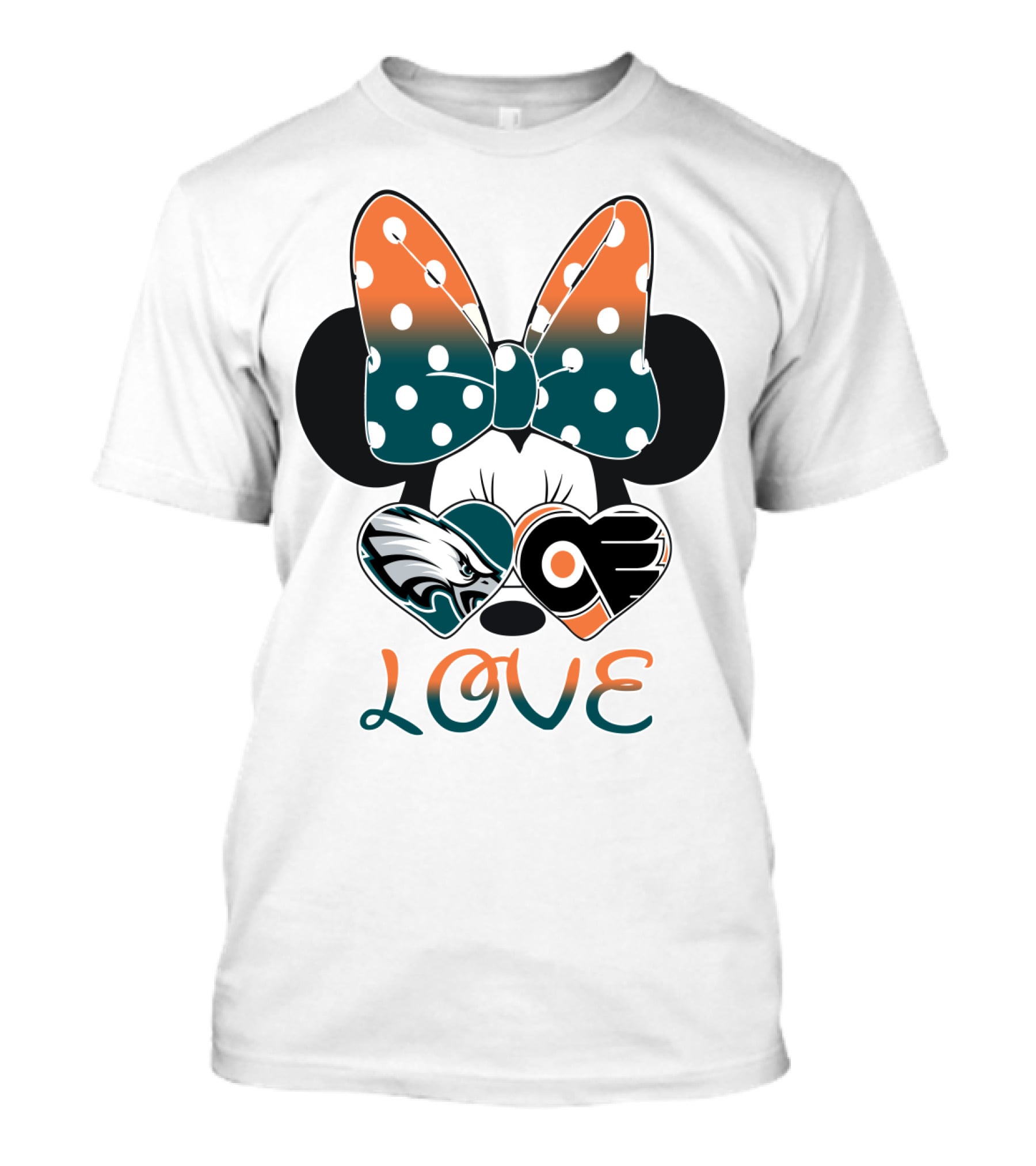 Love Philadelphia Eagles And Flyers Mickey Bow Minnie T-Shirt