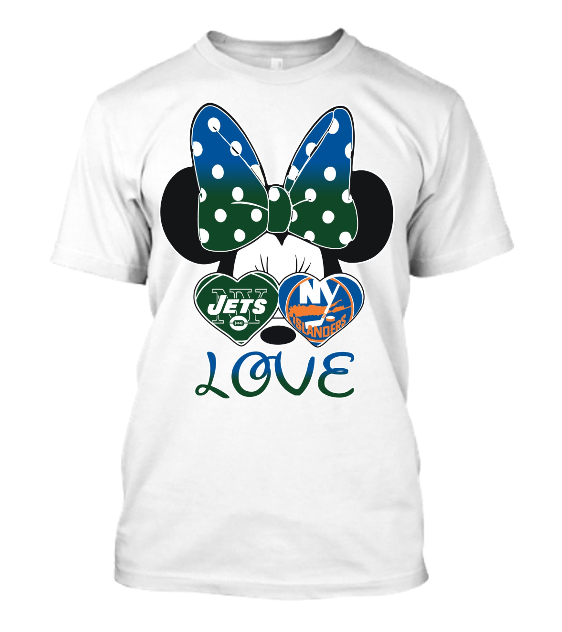 Ny Jets Ny Islanders Minnie Bow Love T-Shirt