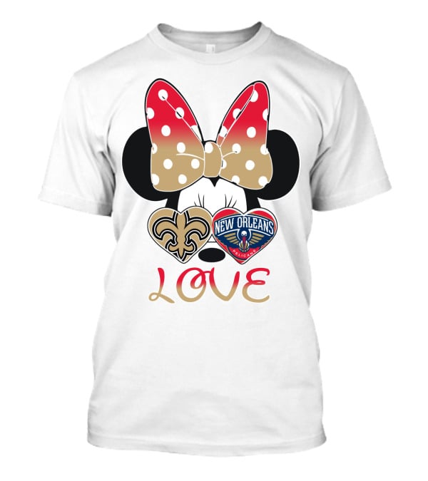Minnie Mouse Love New Orleans Saints And Pelicans T-Shirt