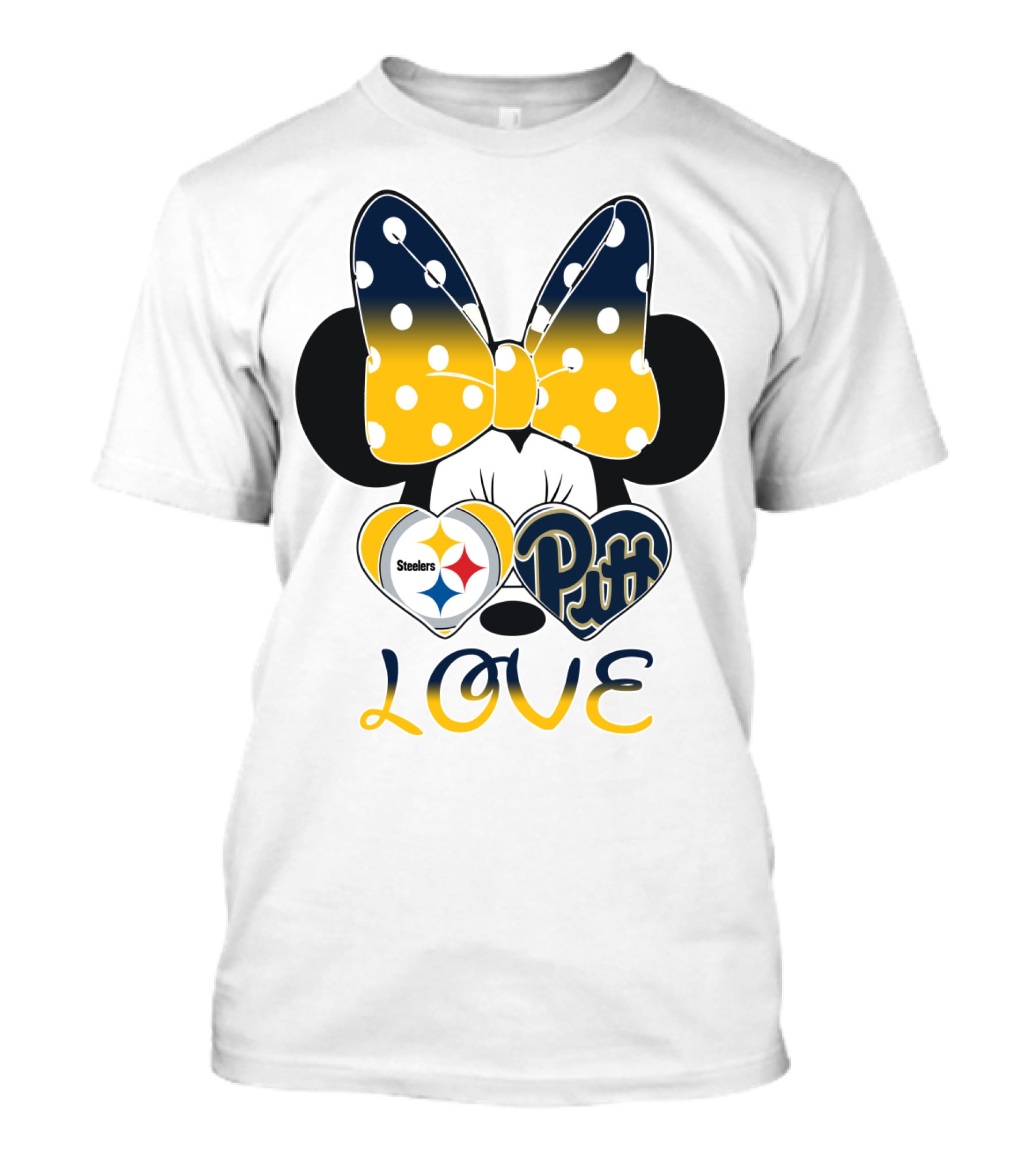 Steelers Pitt Minnie Love Bow Hearts T-Shirt