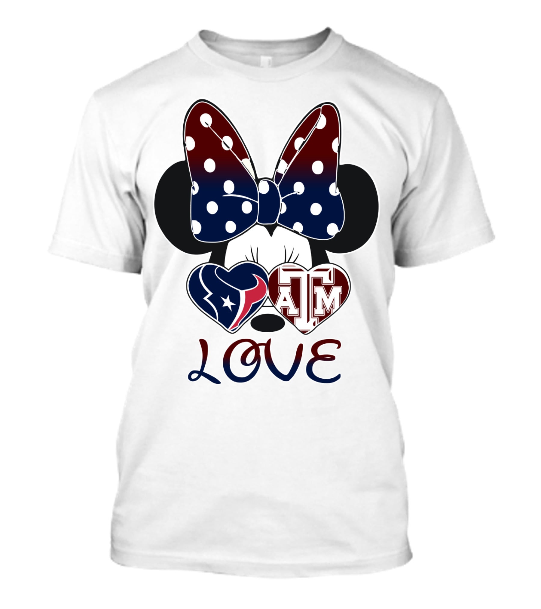 Minnie Bow Texans Love A&M Hearts T-Shirt