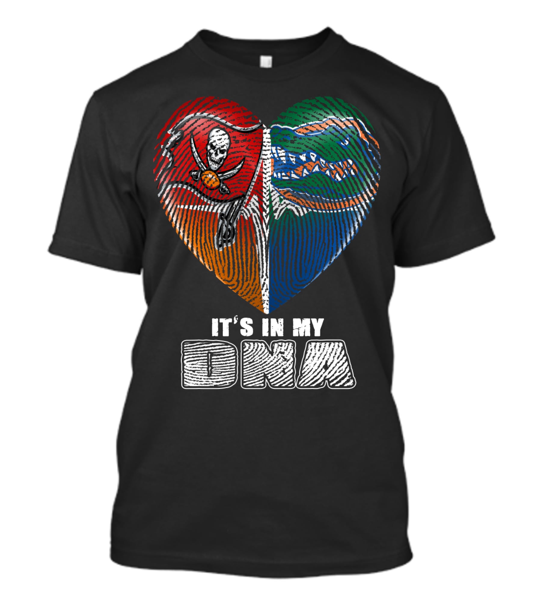 It's In My Dna Buccaneers Gators Heart Fingerprint T-Shirt