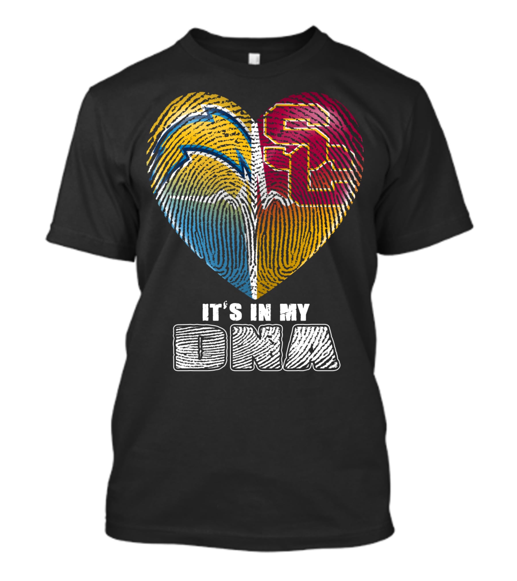 It's In My Dna Chargers Usc Fingerprint Heart T-Shirt