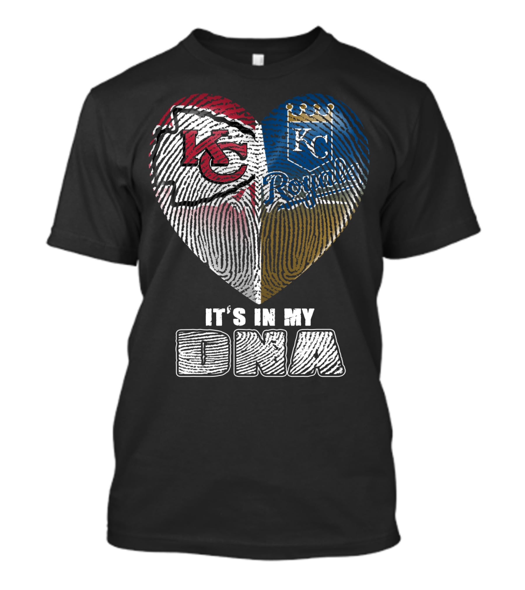 It's In My Dna Kansas City Chiefs Royals Heart Fingerprint T-Shirt