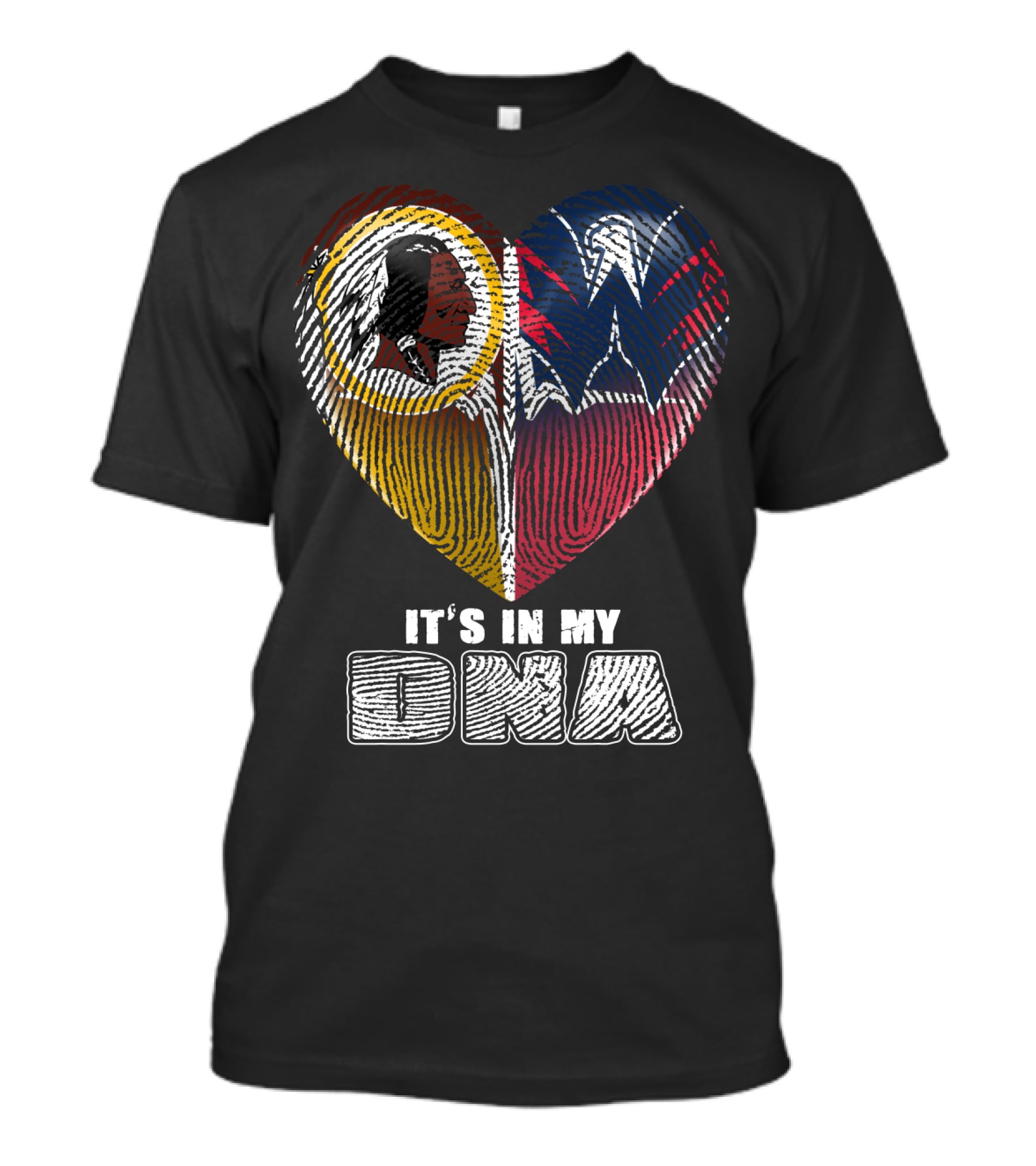 It's In My Dna Washington Football And Wizards Heart Fingerprint T-Shirt