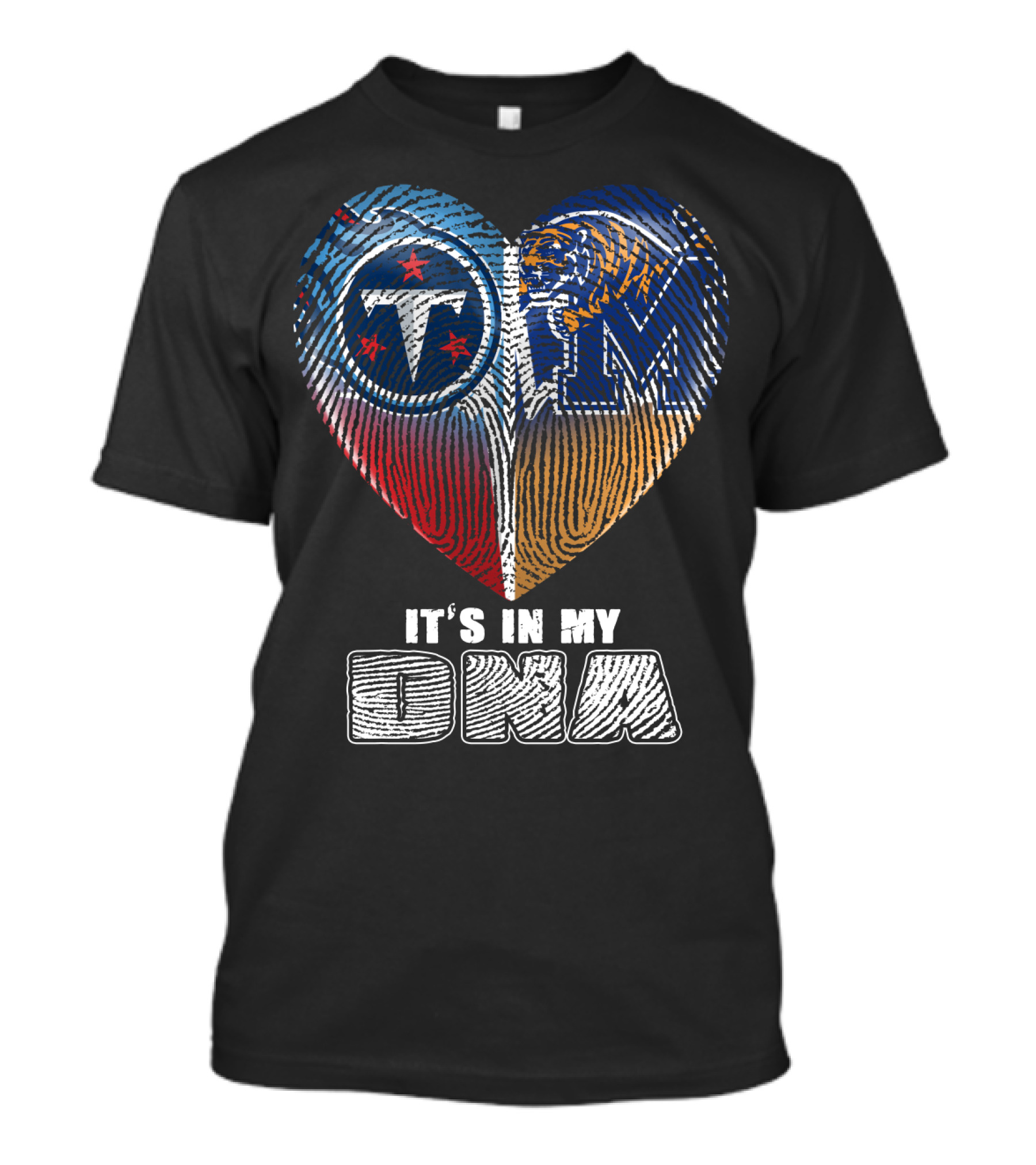It's In My Dna Tennessee Titans Memphis Tigers Fingerprint Heart T-Shirt