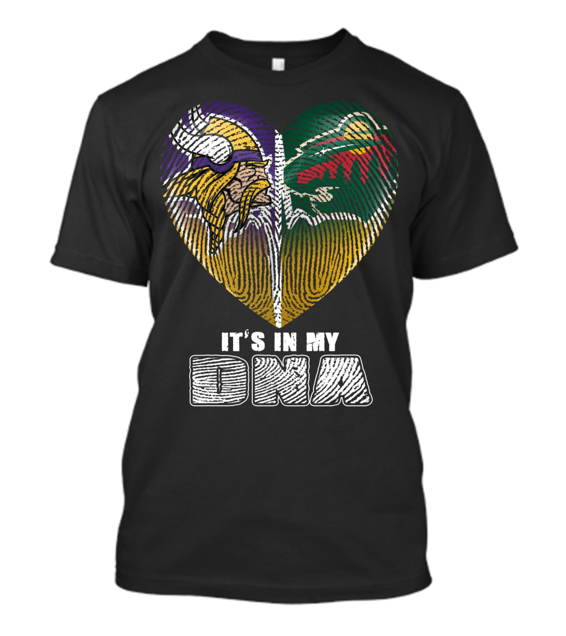 It's In My Dna Minnesota Vikings Wild Heart Fingerprint T-Shirt