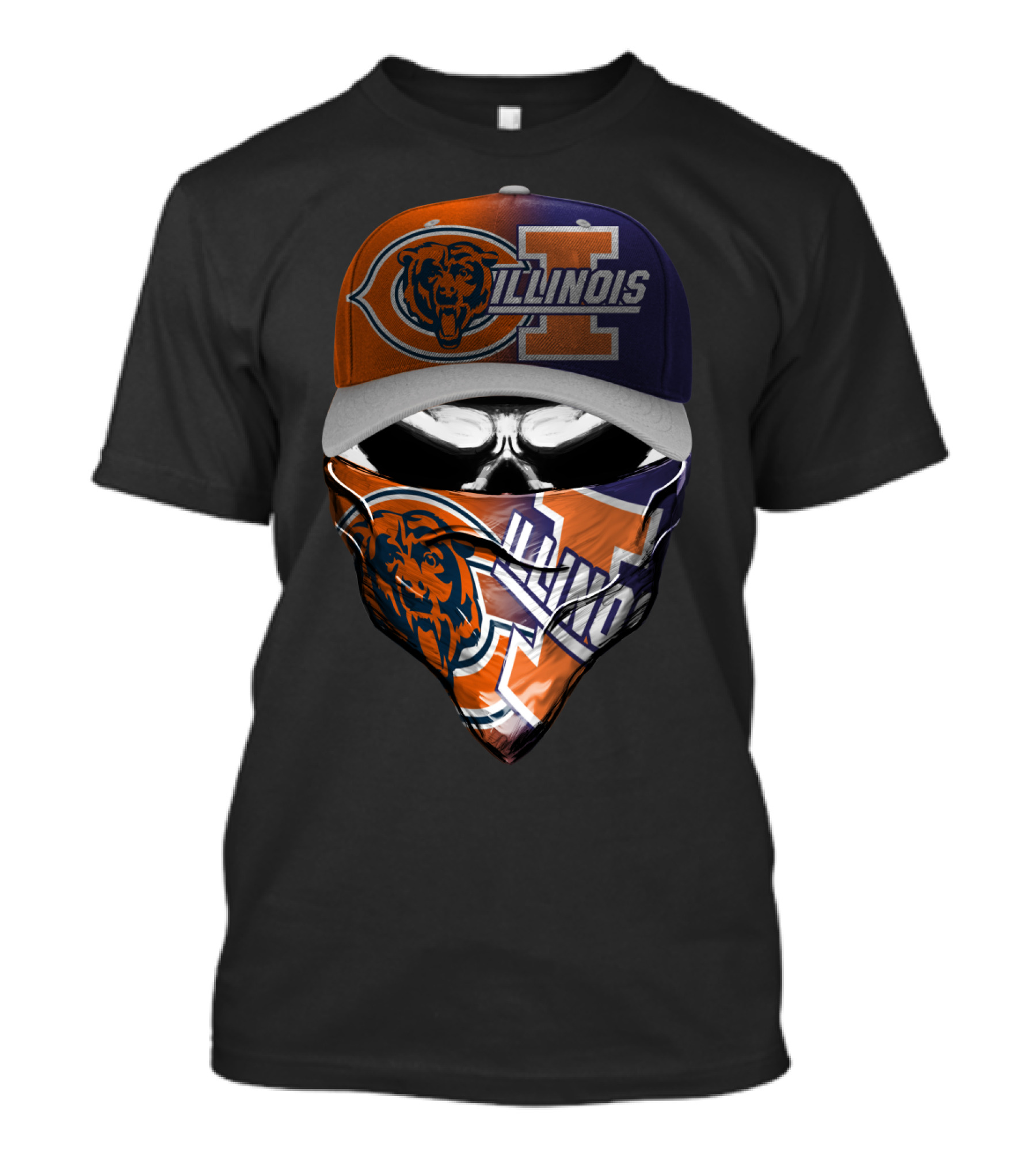 Chicago Bears Illinois Fan Mask Hat T-Shirt