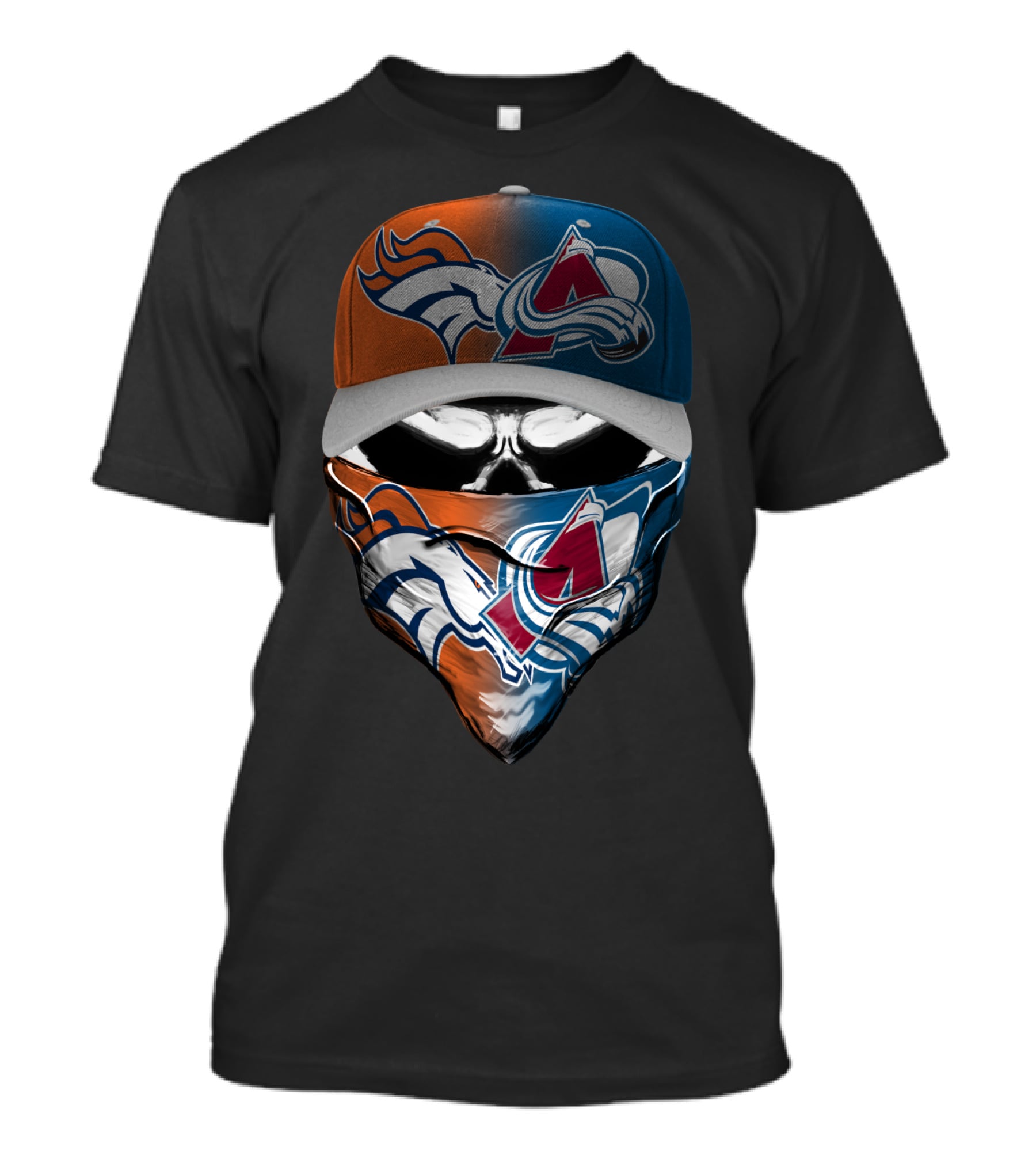 Denver Broncos And Colorado Avalanche Sports Mask Halloween T-Shirt