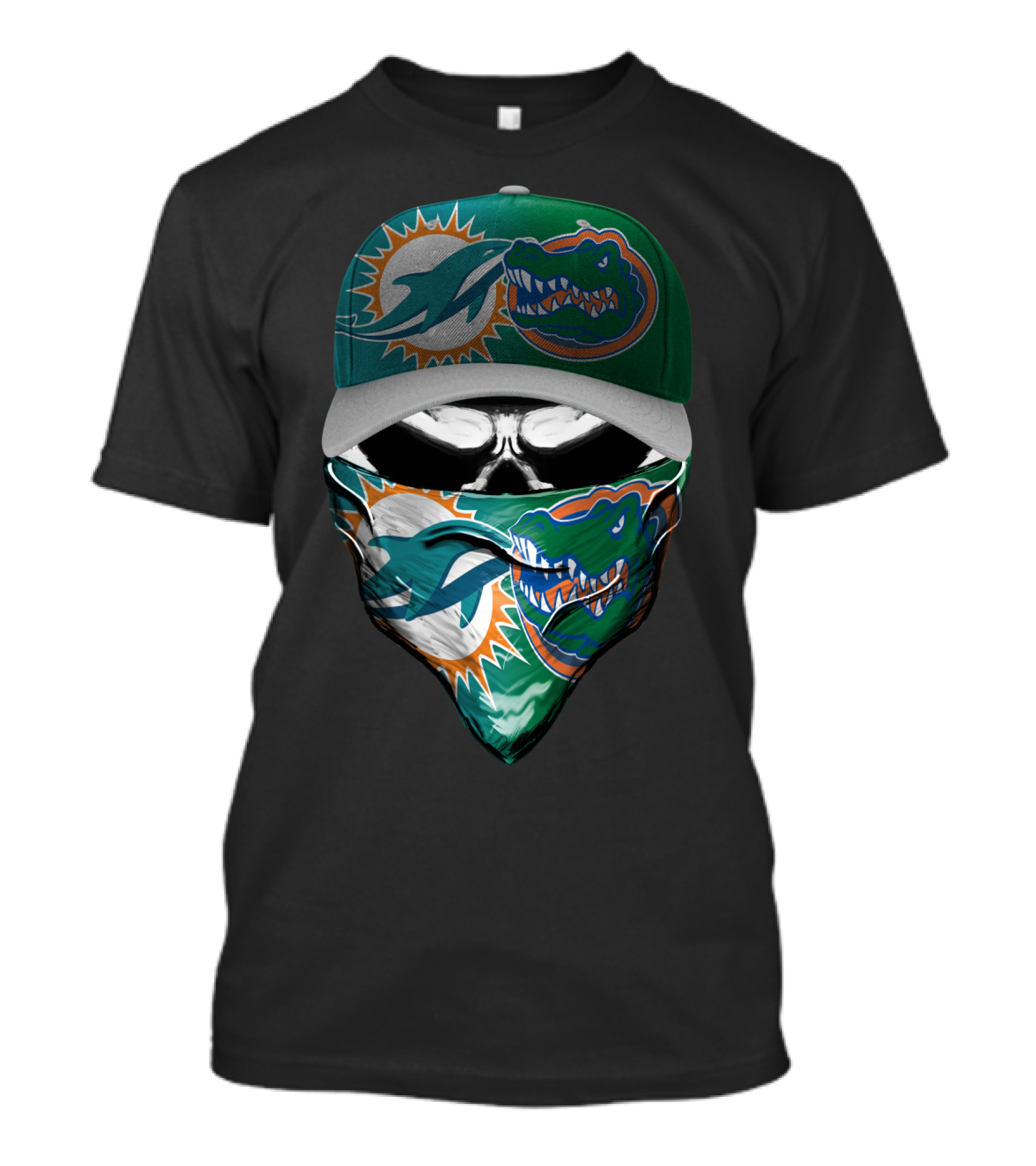 Miami Dolphins Florida Gators Skull Cap Bandana T-Shirt