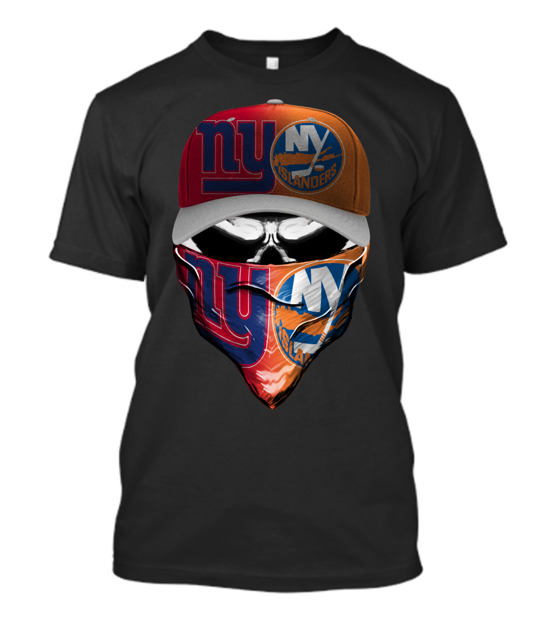 Ny Giants Ny Islanders Skull Mask Combo T-Shirt