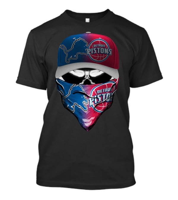 Detroit Pistons And Lions Football Skull Mask Combo T-Shirt