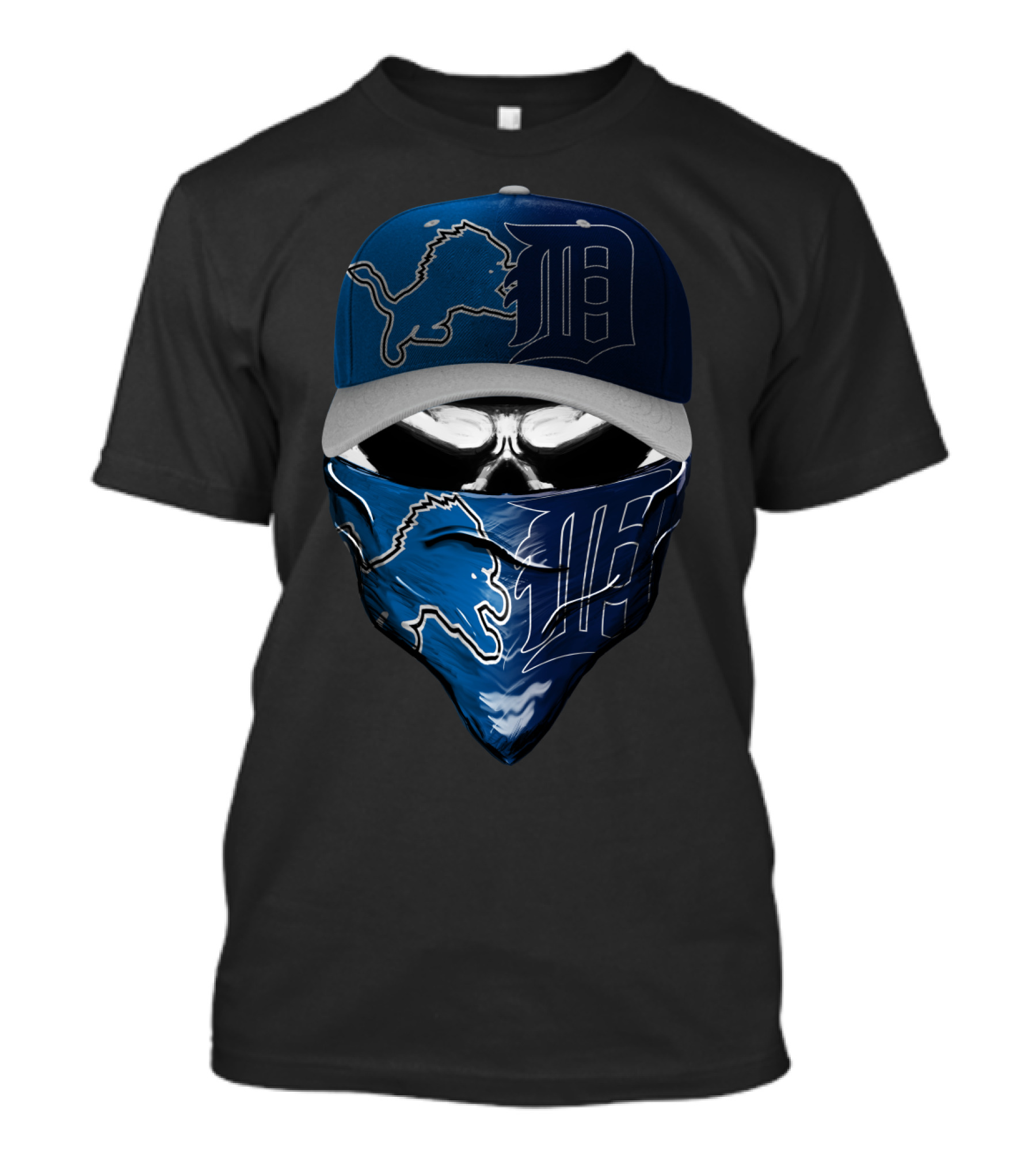 Detroit Lions Face Cover And Cap T-Shirt