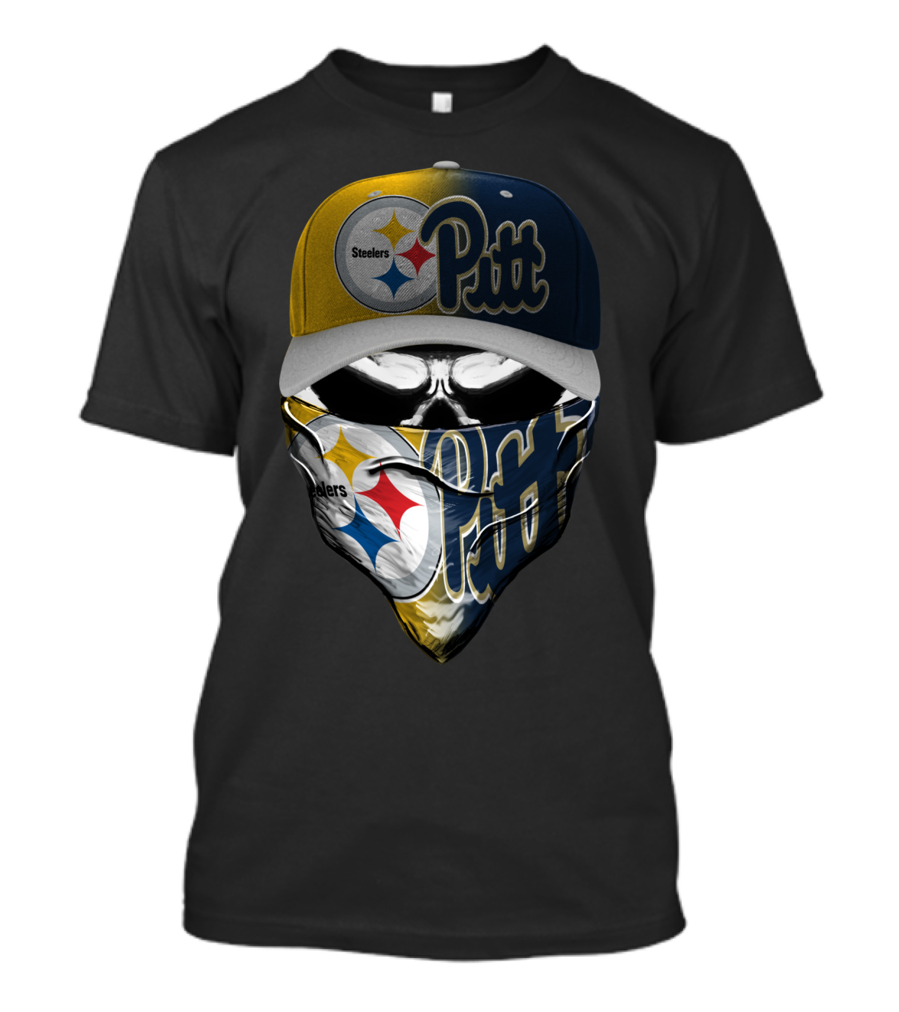 Steelers Pitt Skull Mask Cap T-Shirt