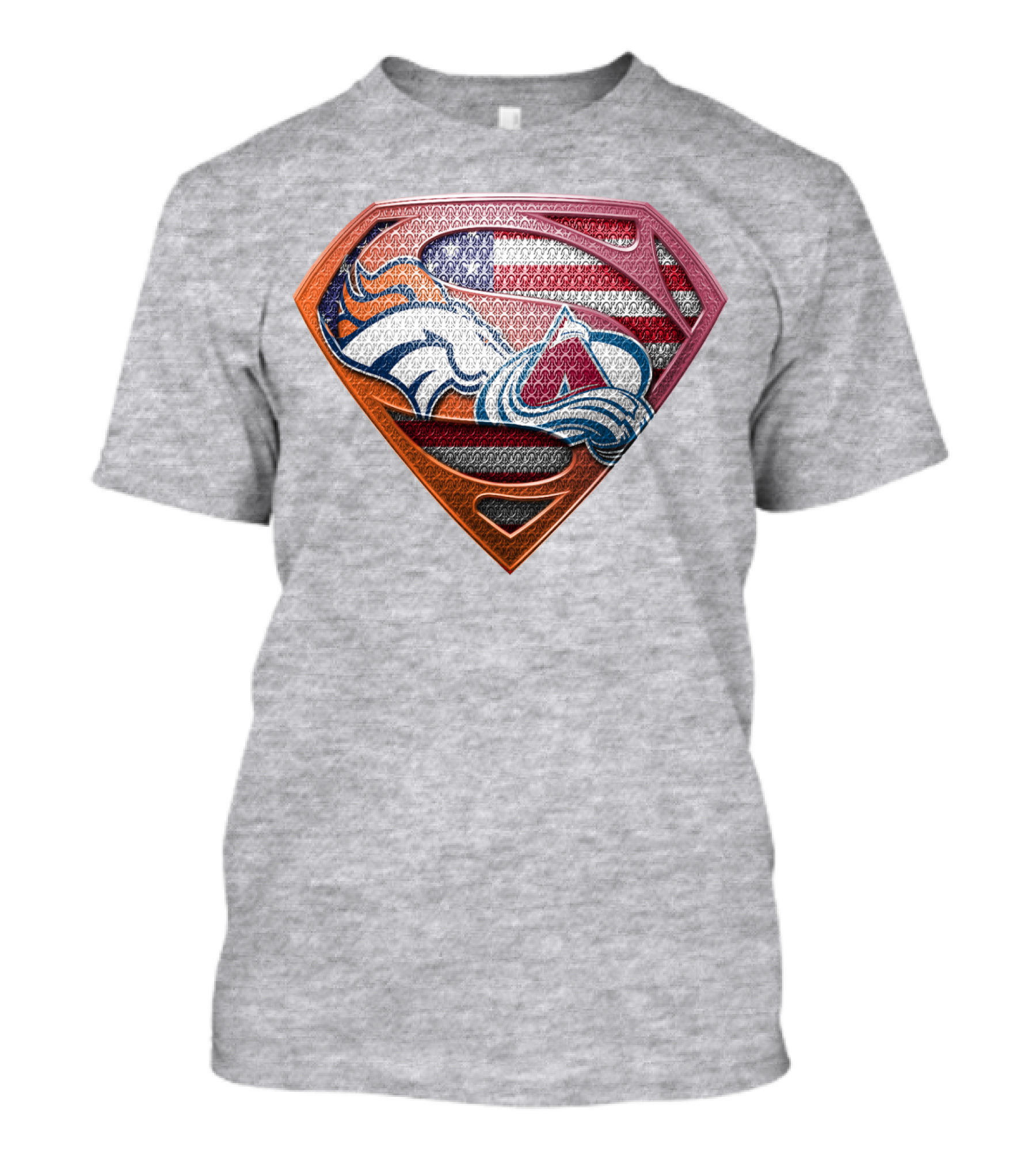 Broncos Avalanche Usa Flag Superman Shield T-Shirt