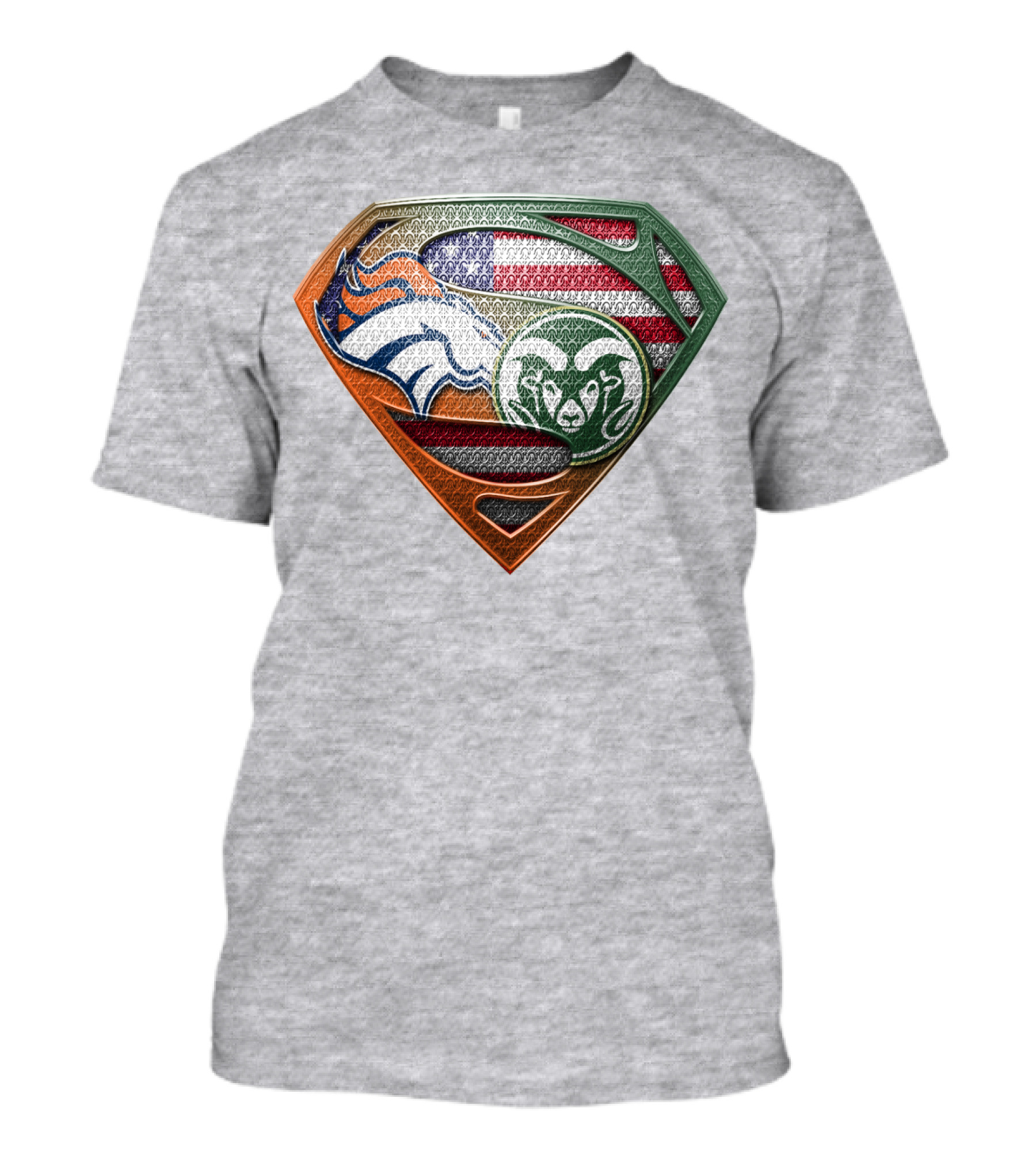 Broncos Rams Superman Shield American Flag T-Shirt