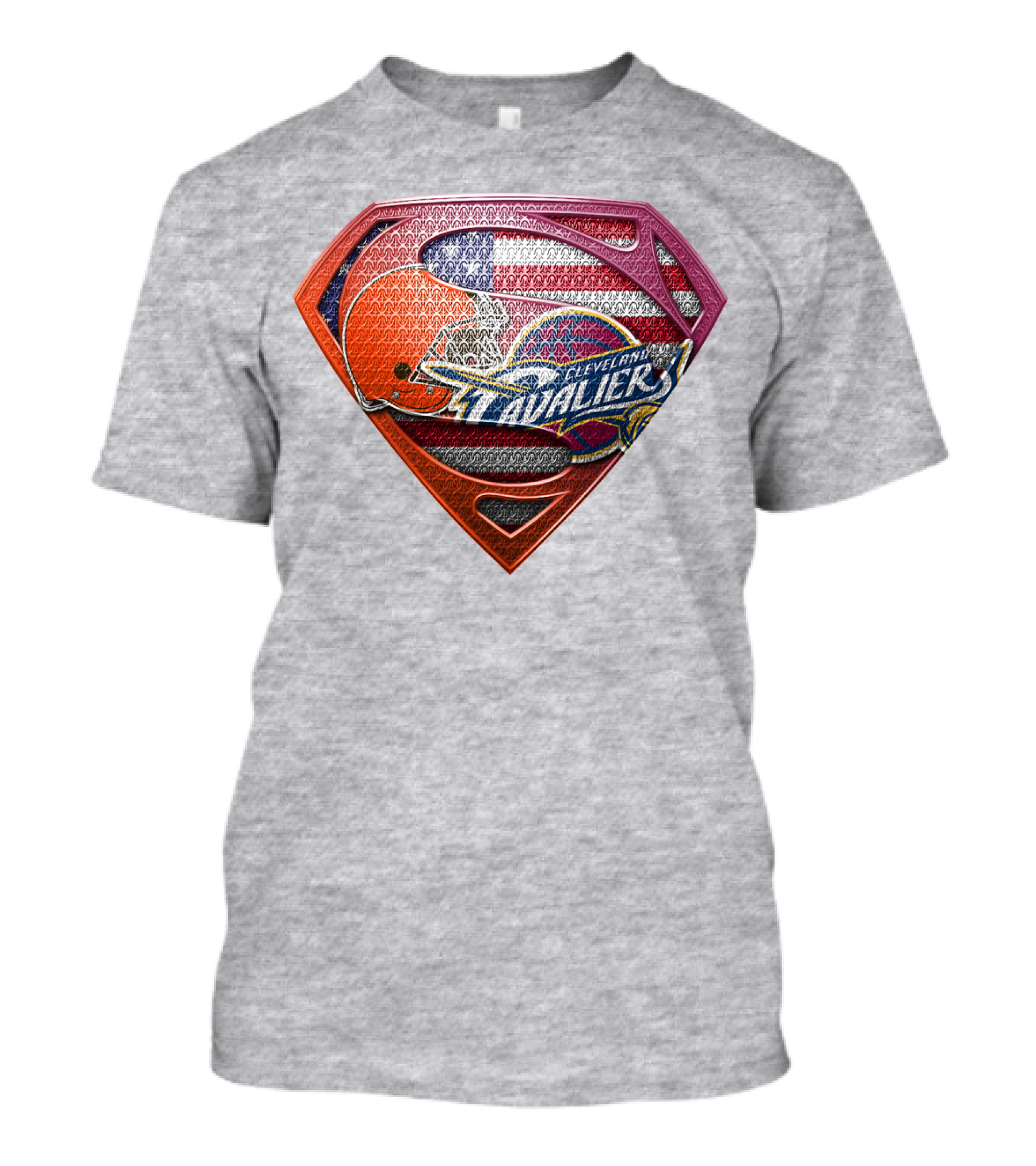Cleveland Cavaliers Browns Superman American Flag Emblem T-Shirt