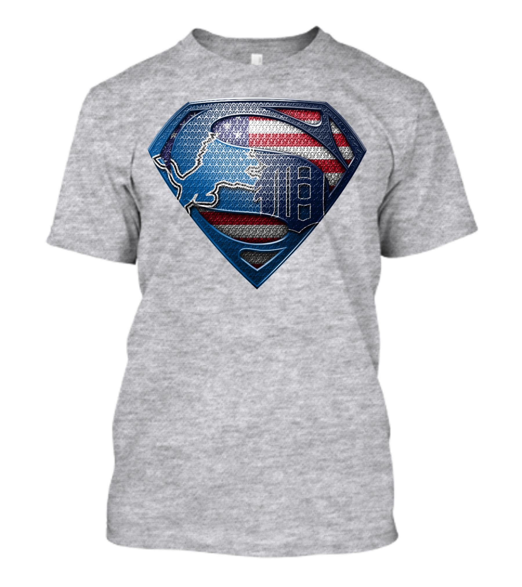 Detroit Lions American Flag Superhero Emblem T-Shirt