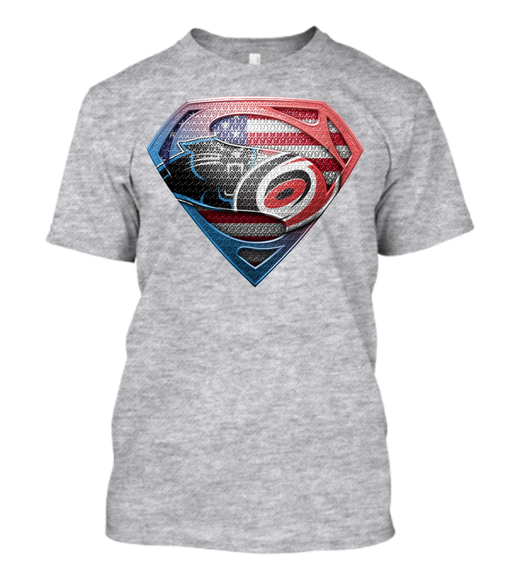 Superman Shield Carolina Panthers American Flag Carolina Hurricanes T-Shirt