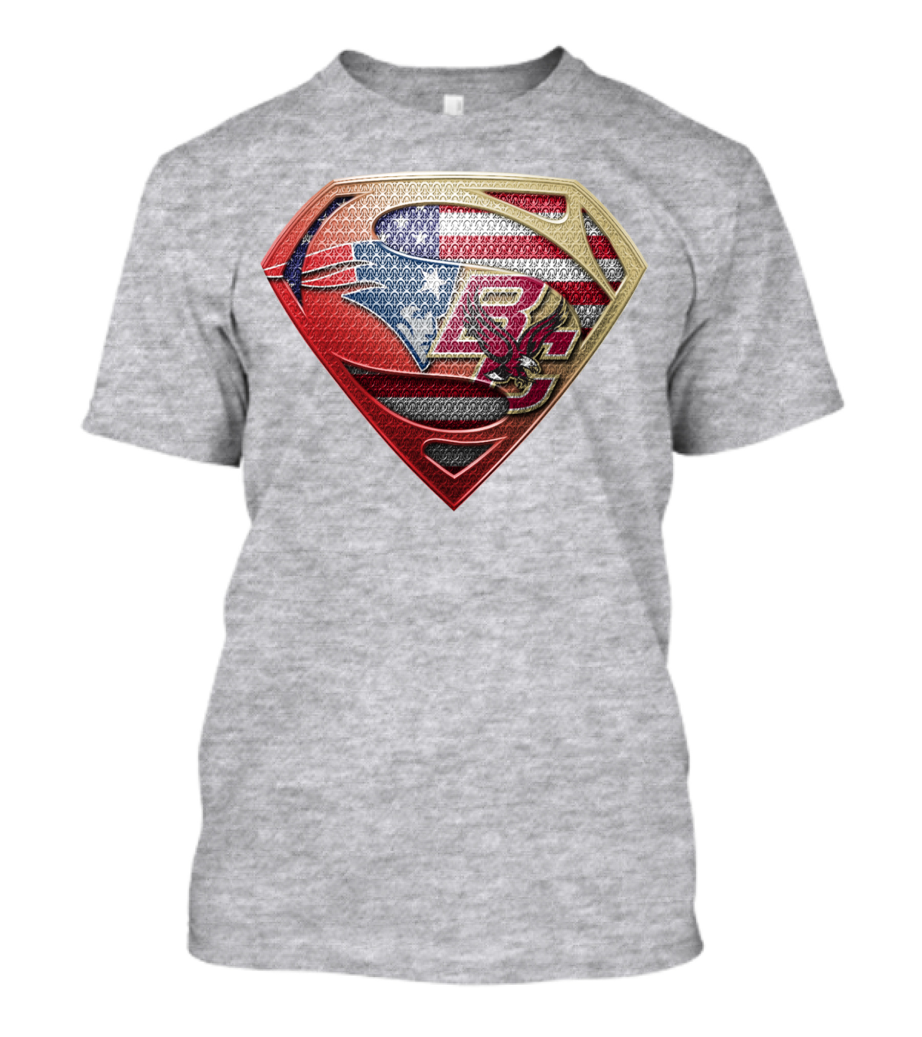 Superman Shield New England Patriots American Flag Boston College Eagles T-Shirt