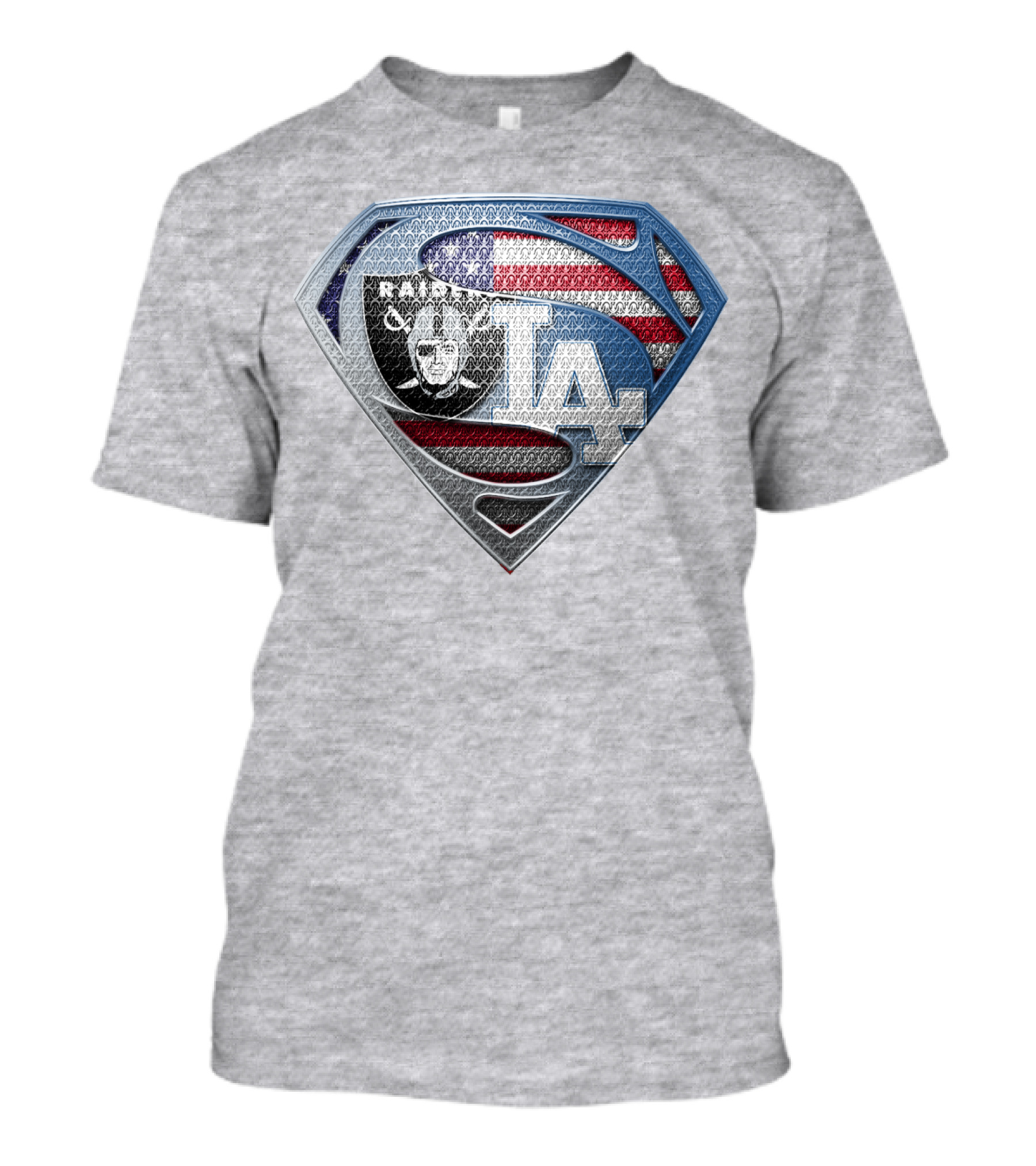 Raiders Dodgers American Flag Superhero T-Shirt