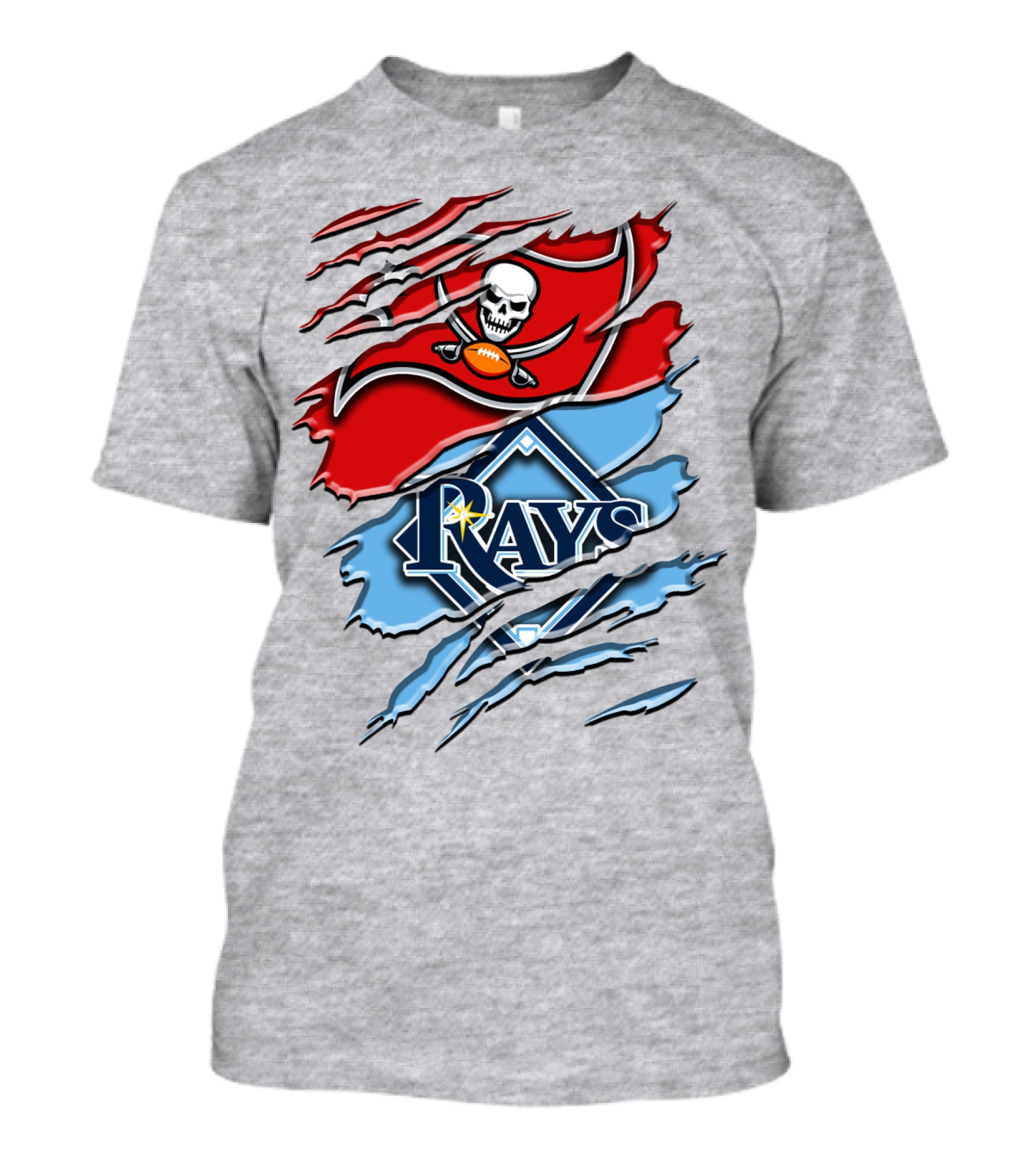 Buccaneers Skull And Crossbones Rah 027 Rays Mlb Nfl Crossover T-Shirt