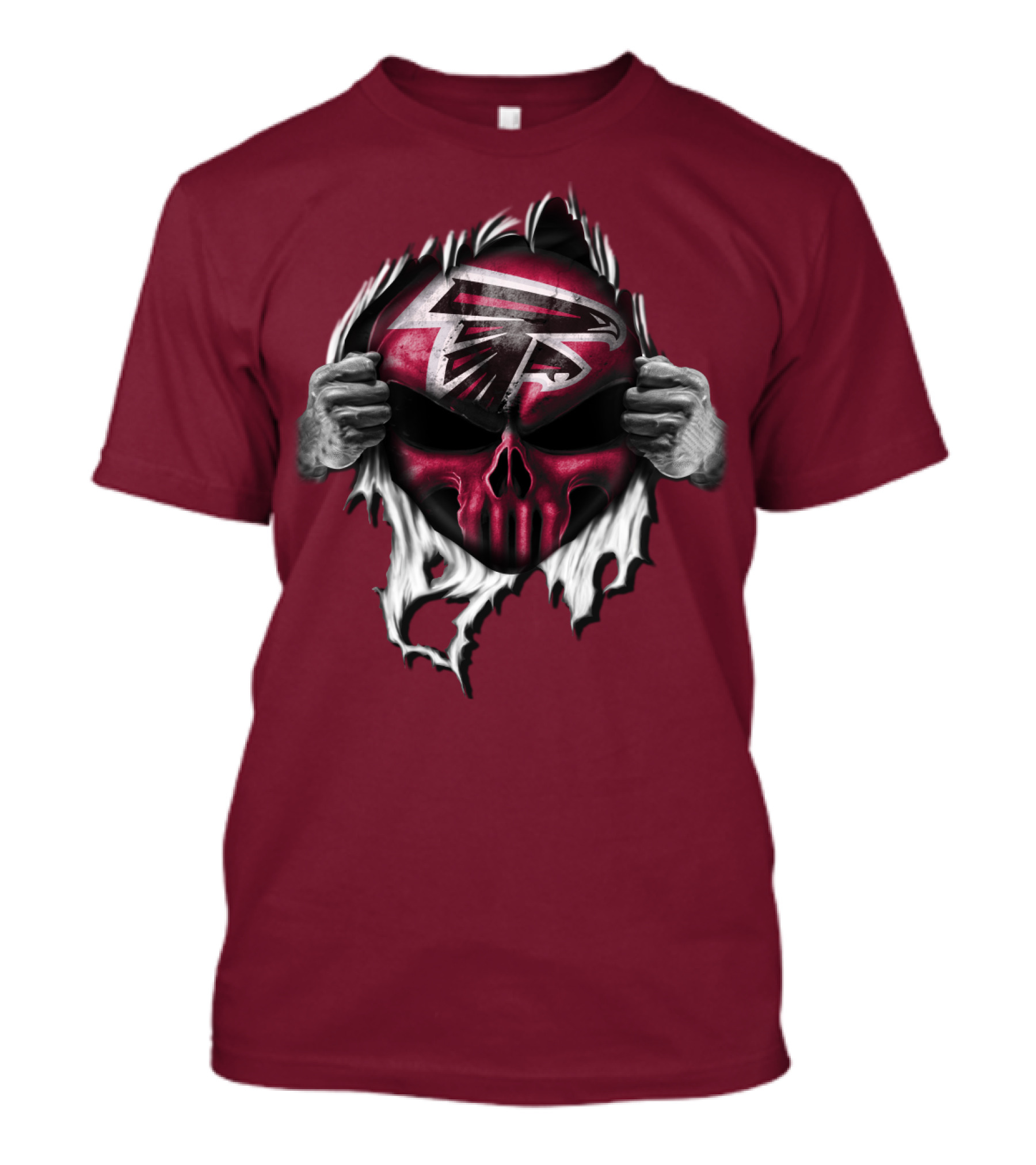 Atlanta Falcons Skull Logo Tearing T-Shirt