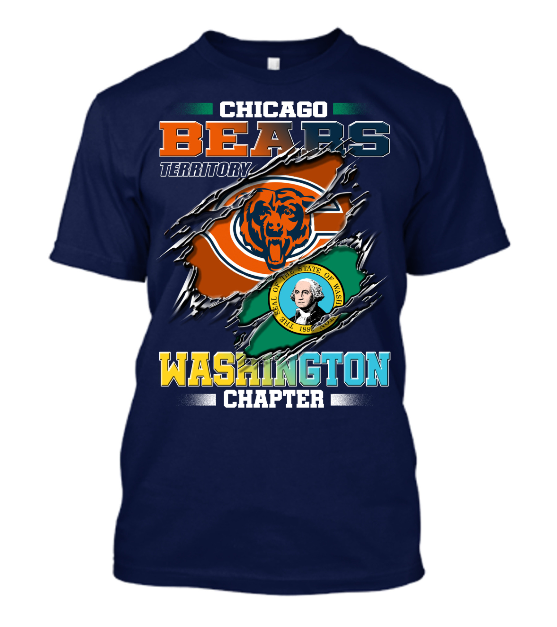 Chicago Bears Territory Washington Chapter State Flag T-Shirt