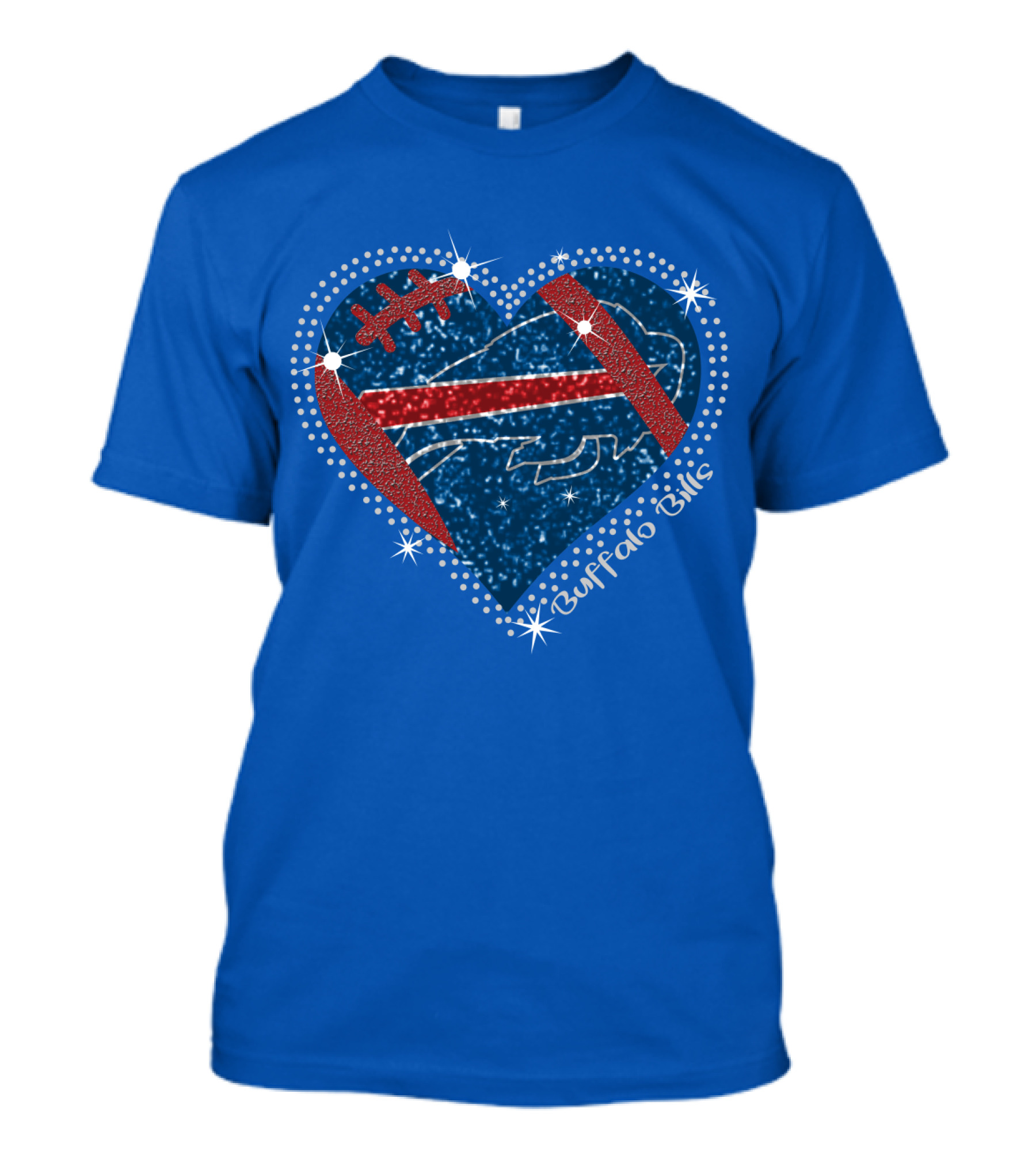 Buffalo Bills Heart Football Sparkle T-Shirt