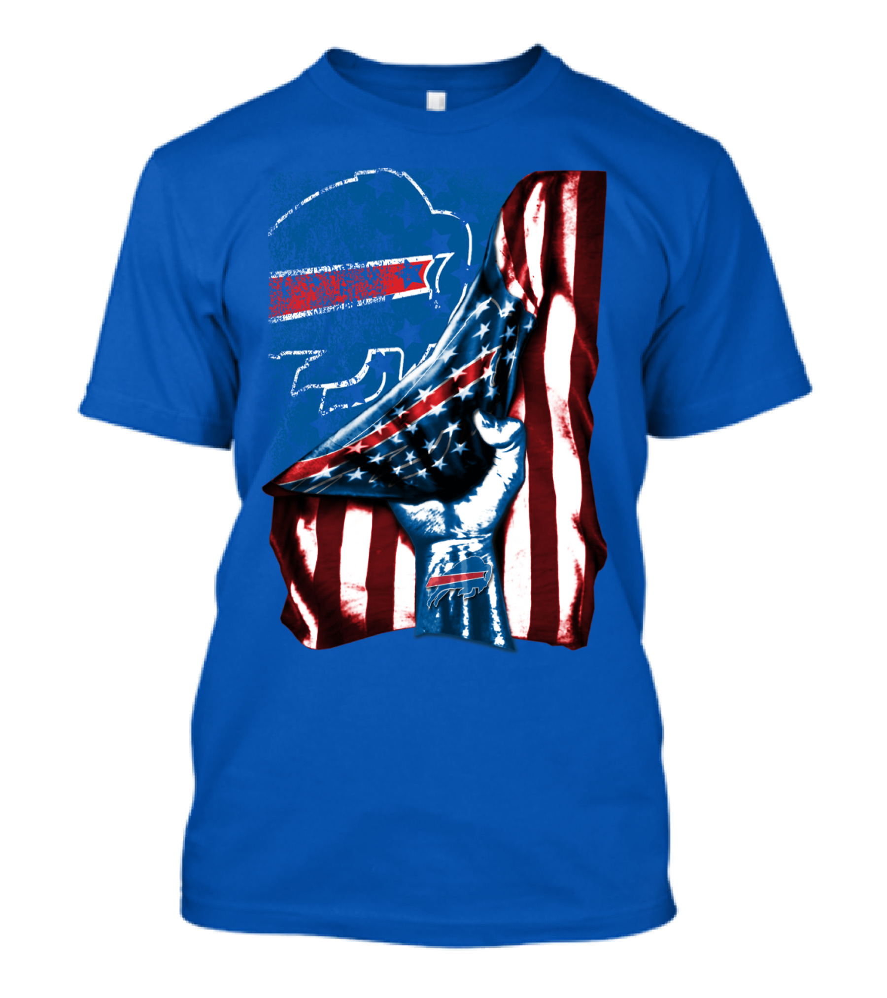 Buffalo Bills Patriotic Flag Fist With Team Logo And Silhouette T-Shirt