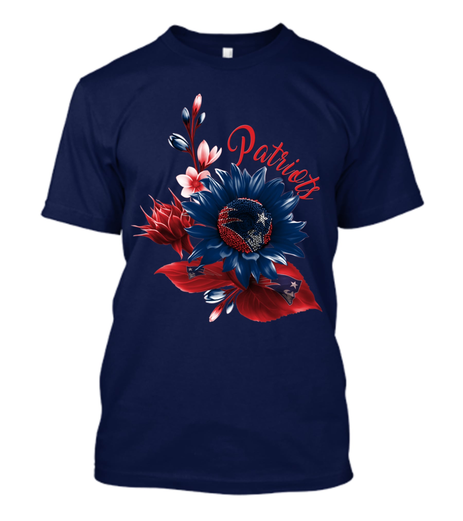 Patriots Floral Design With New England Football Theme T-Shirt