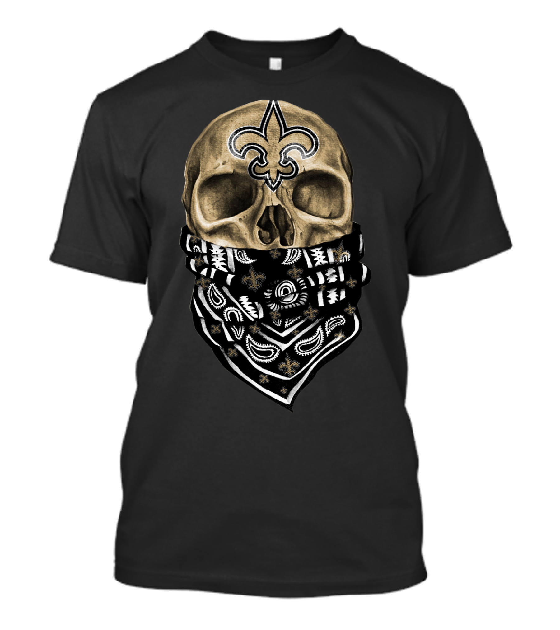 New Orleans Saints Skull Bandana Fleur-De-Lis T-Shirt