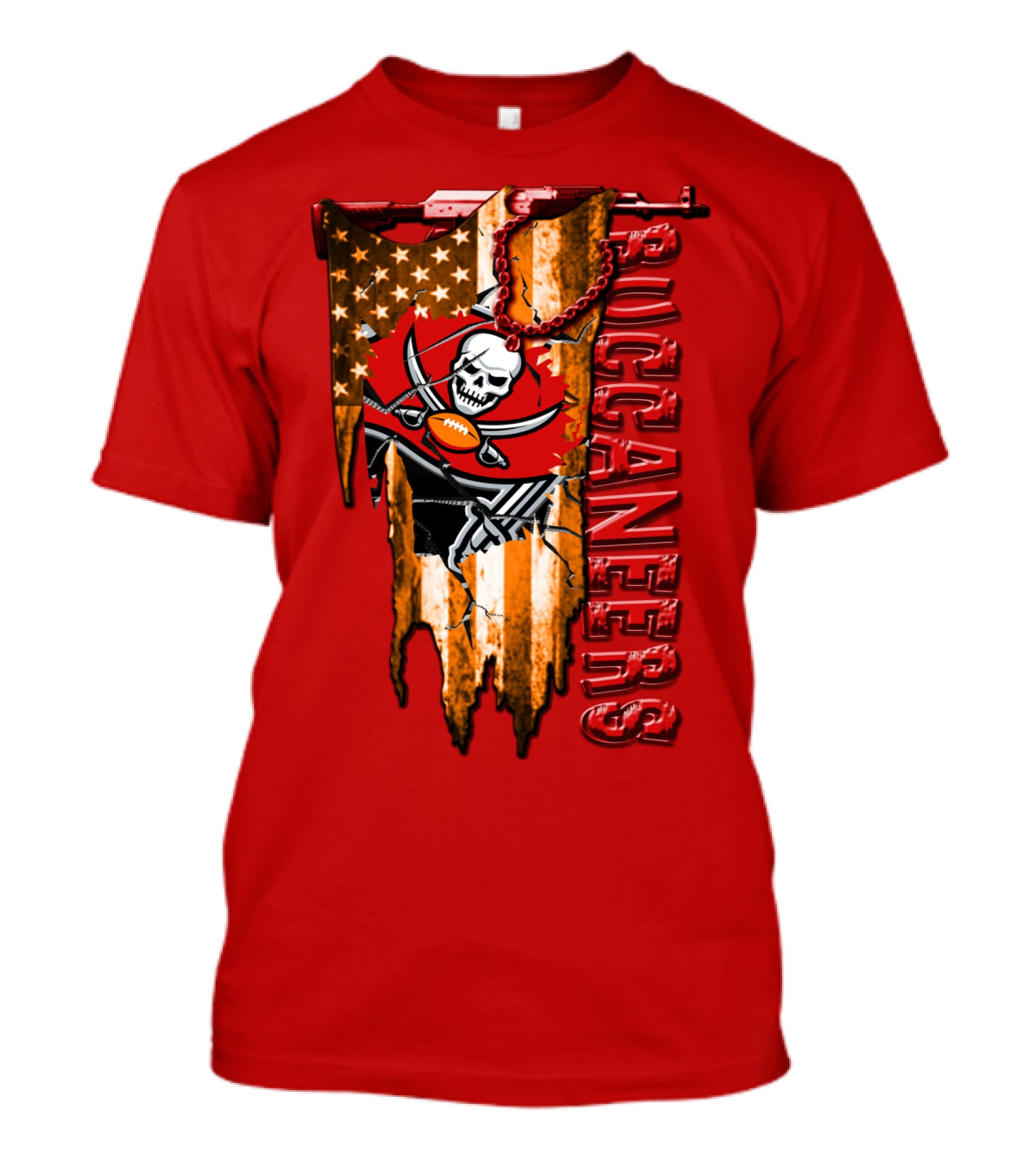 Tampa Bay Buccaneers American Flag Skull T-Shirt