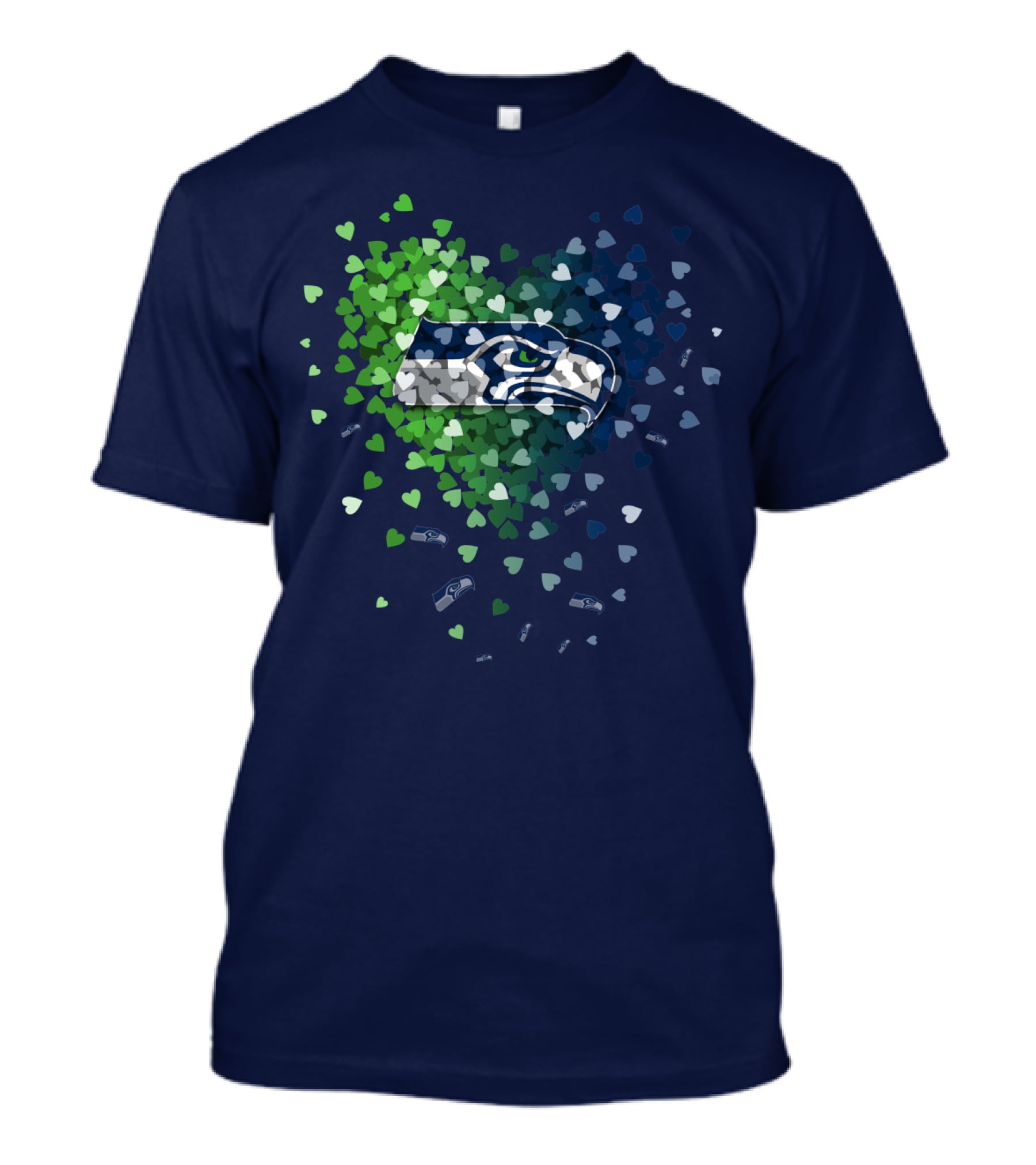 Seattle Seahawks Heart Logo Blue And Green Hearts T-Shirt