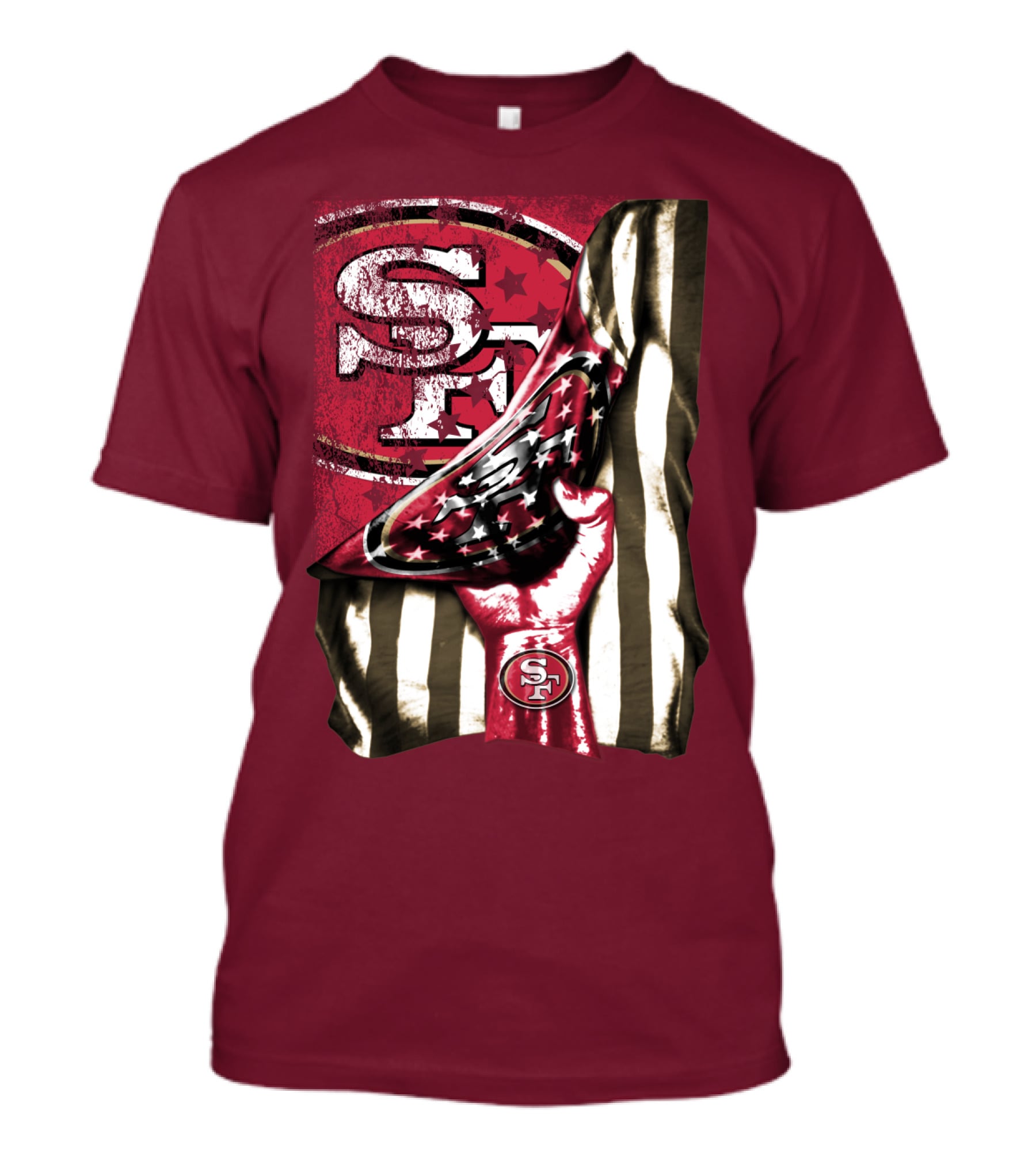 San Francisco 49ers Sf Hand Flag Stars Stripes T-Shirt